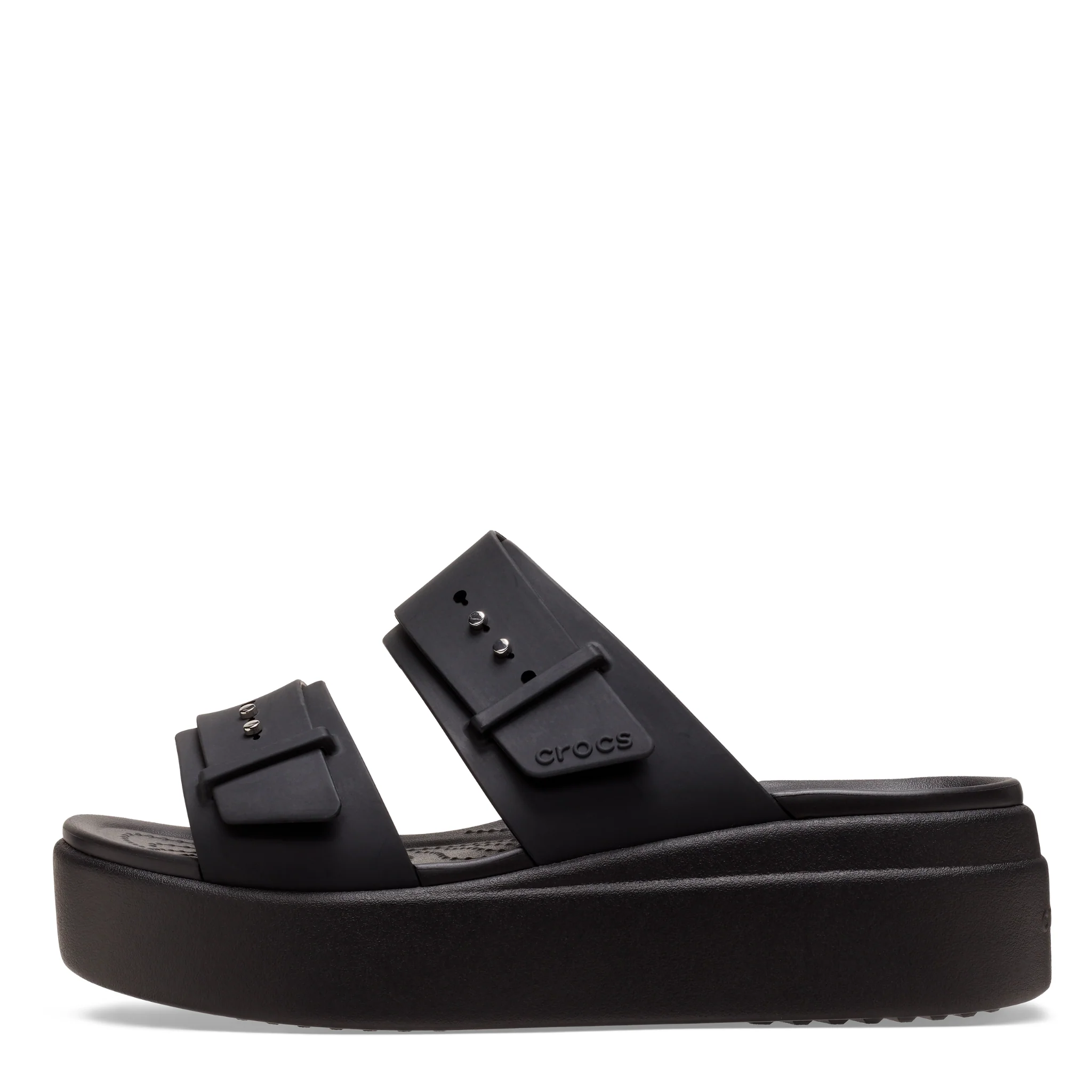 Womens Crocs Black Brooklyn Buckle Low Wedge Sandals - Image 4