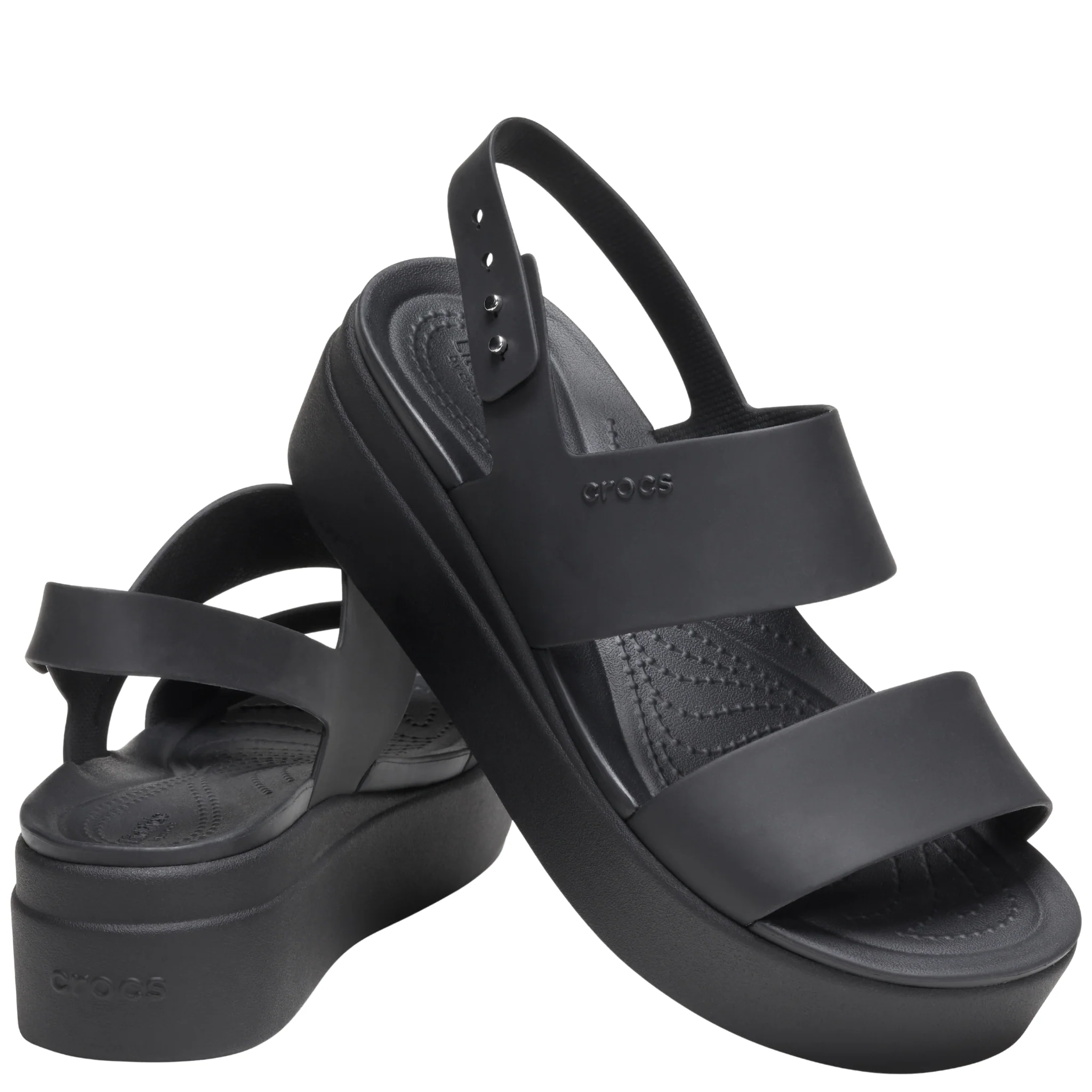 Womens Crocs Black Brooklyn Low Wedge Sandals - Image 2