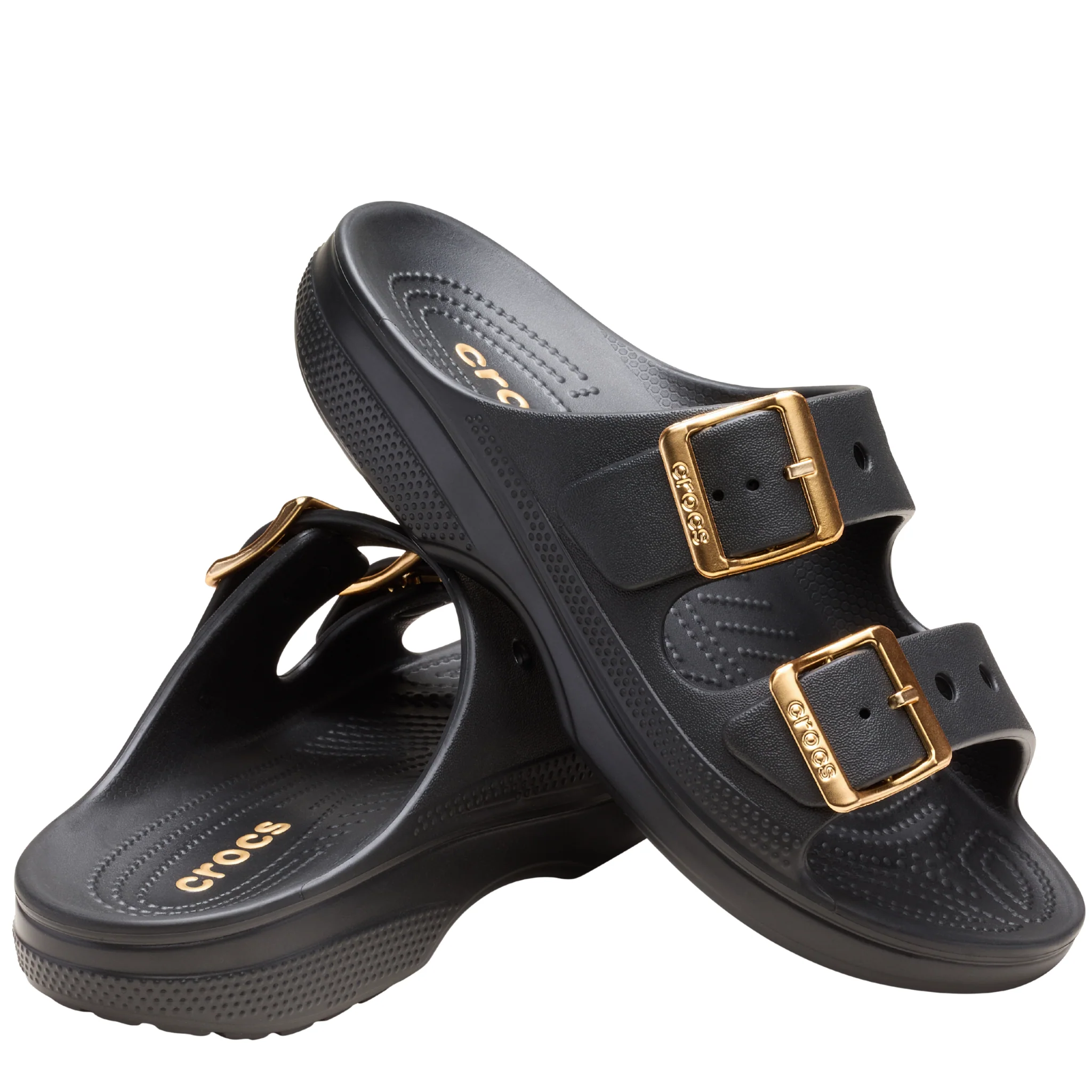 Womens Crocs Black Metallic Saturday Sandals - Image 3