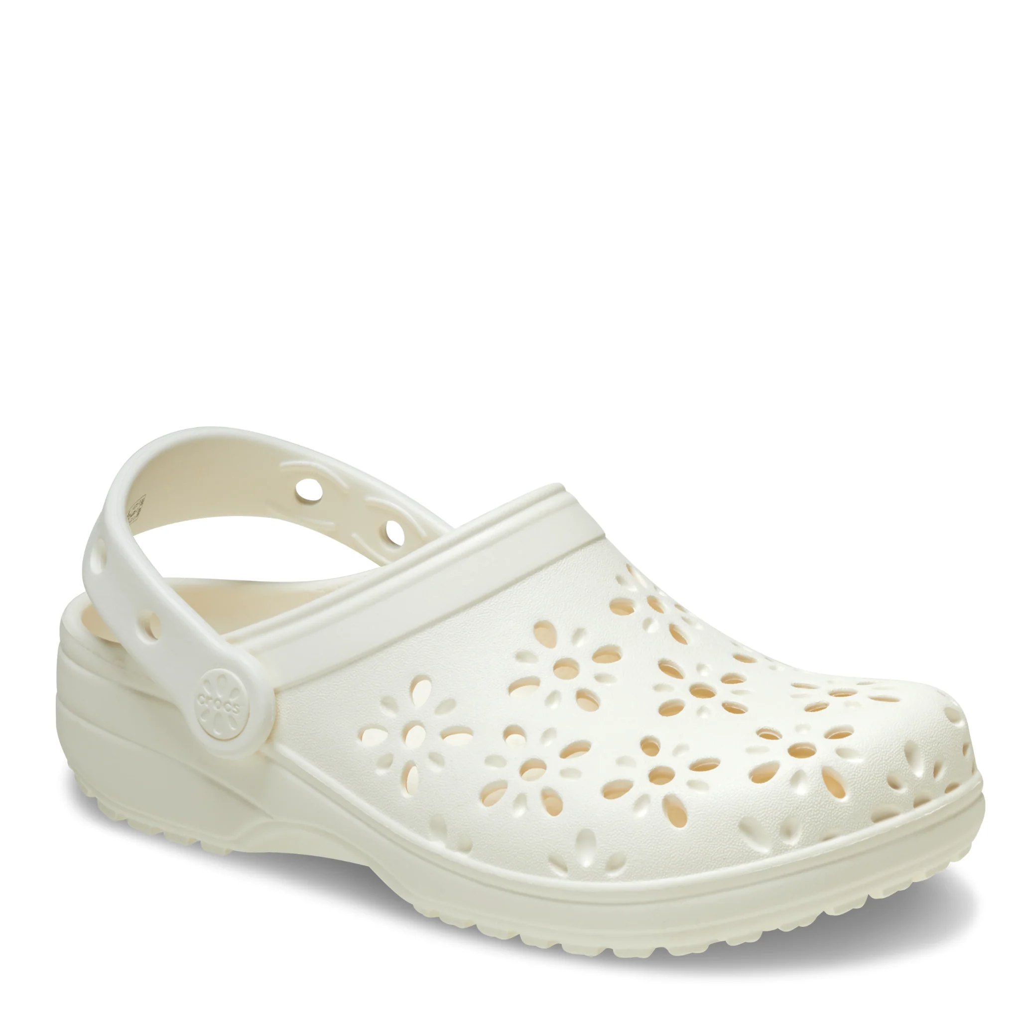 Womens Crocs Chalk Classic Floral Cut Out Clogs - Image 2