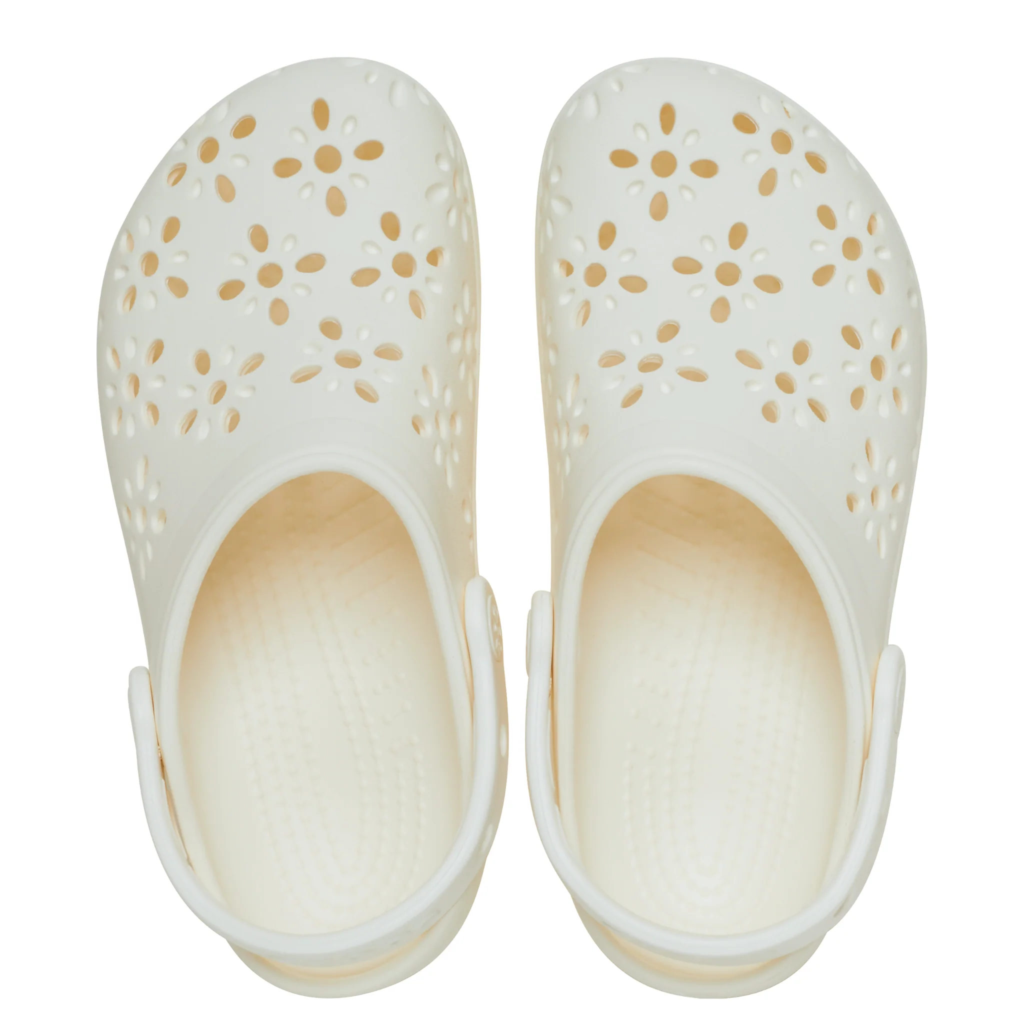 Womens Crocs Chalk Classic Floral Cut Out Clogs - Image 4