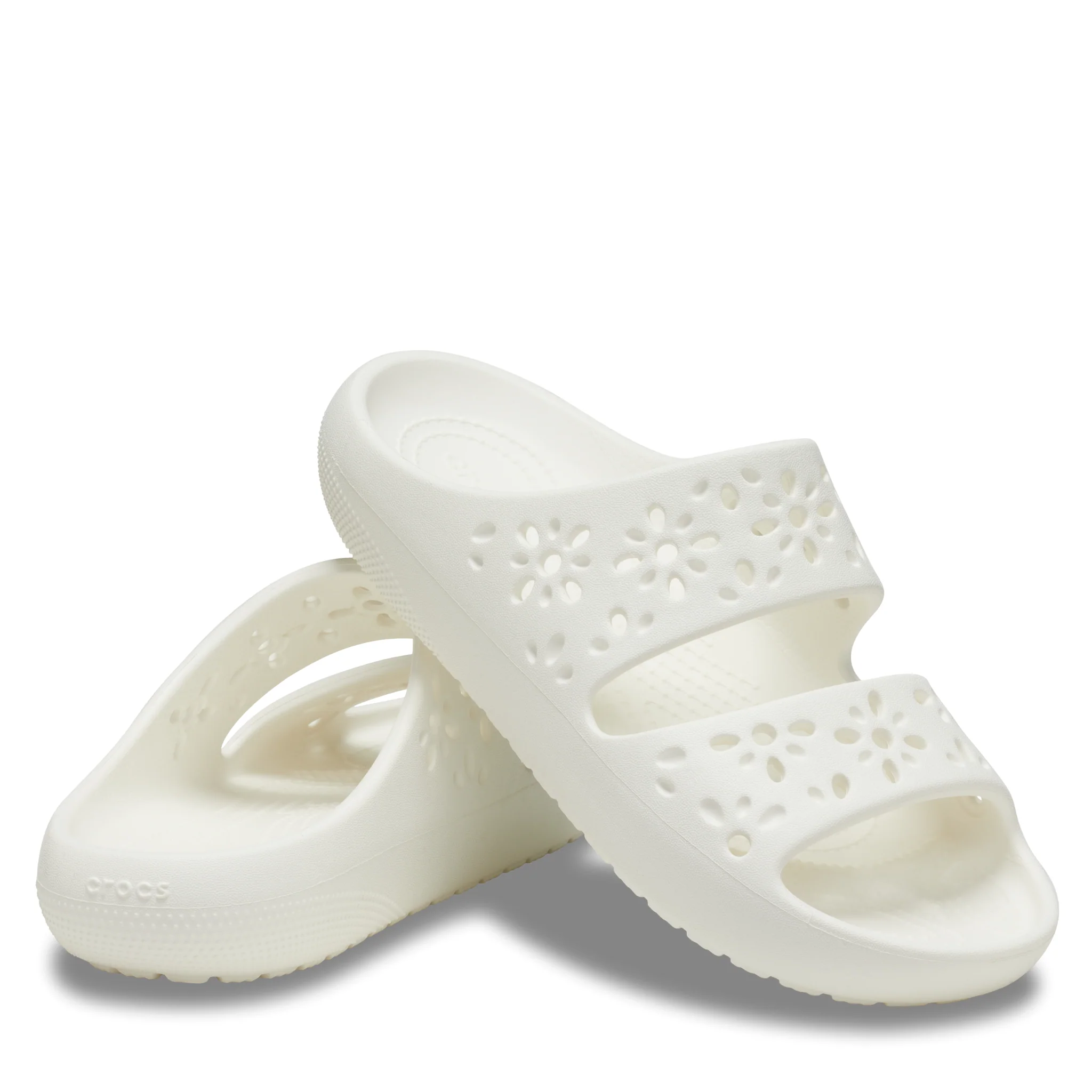 Womens Crocs Chalk Classic Floral Cut Out Sandals - Image 3