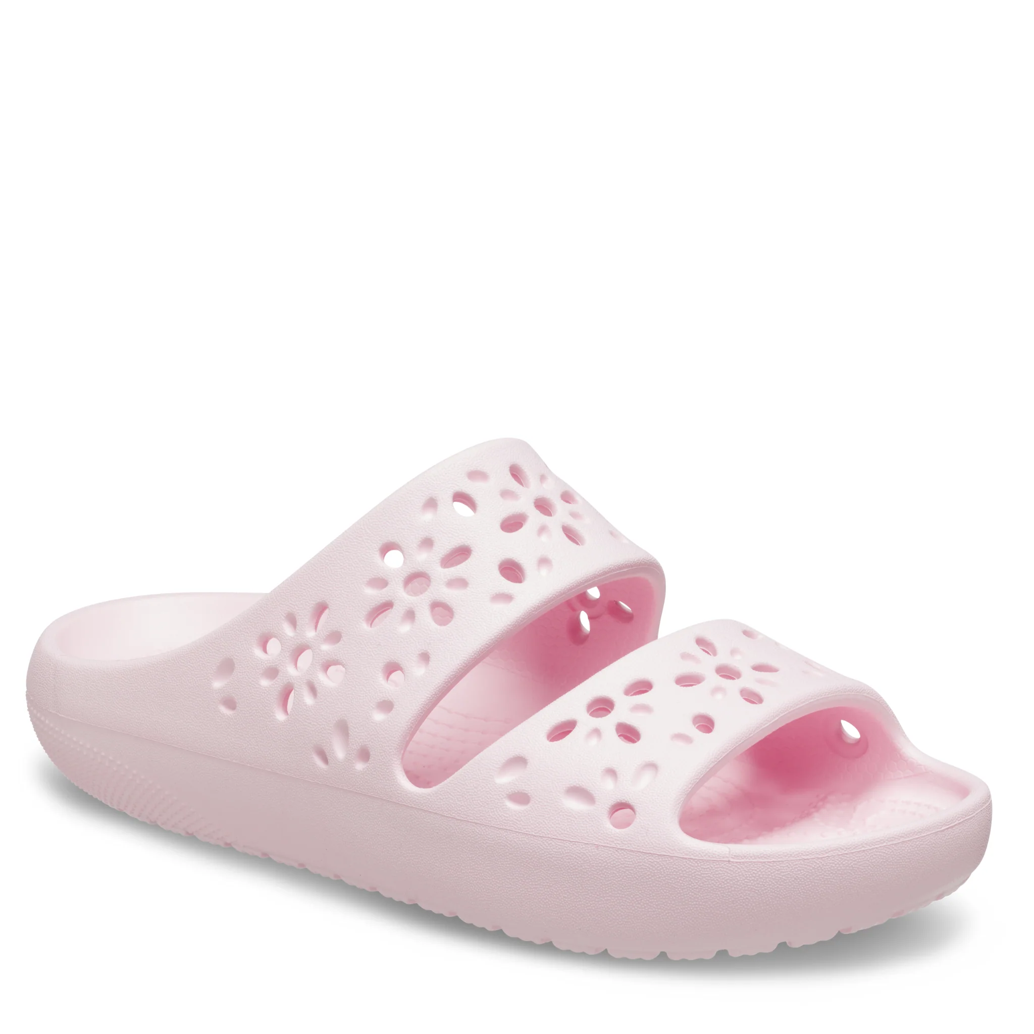 Womens Crocs Pink Milk Classic Floral Cut Out Sandals - Image 2