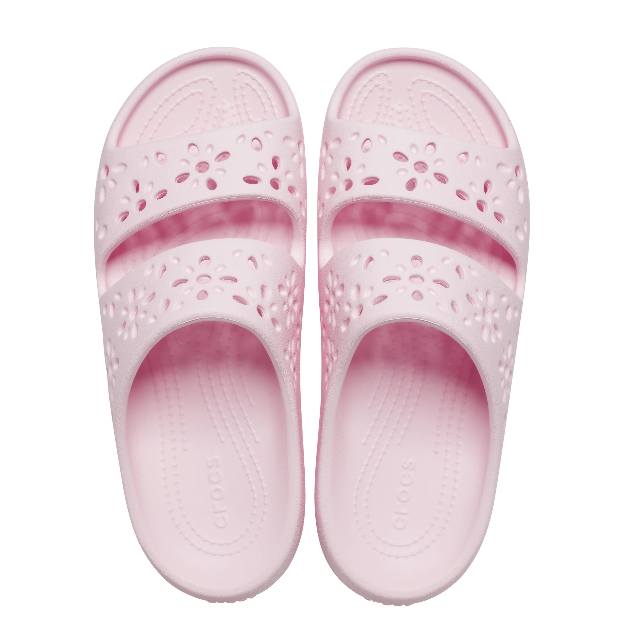 Womens Crocs Pink Milk Classic Floral Cut Out Sandals - Image 4