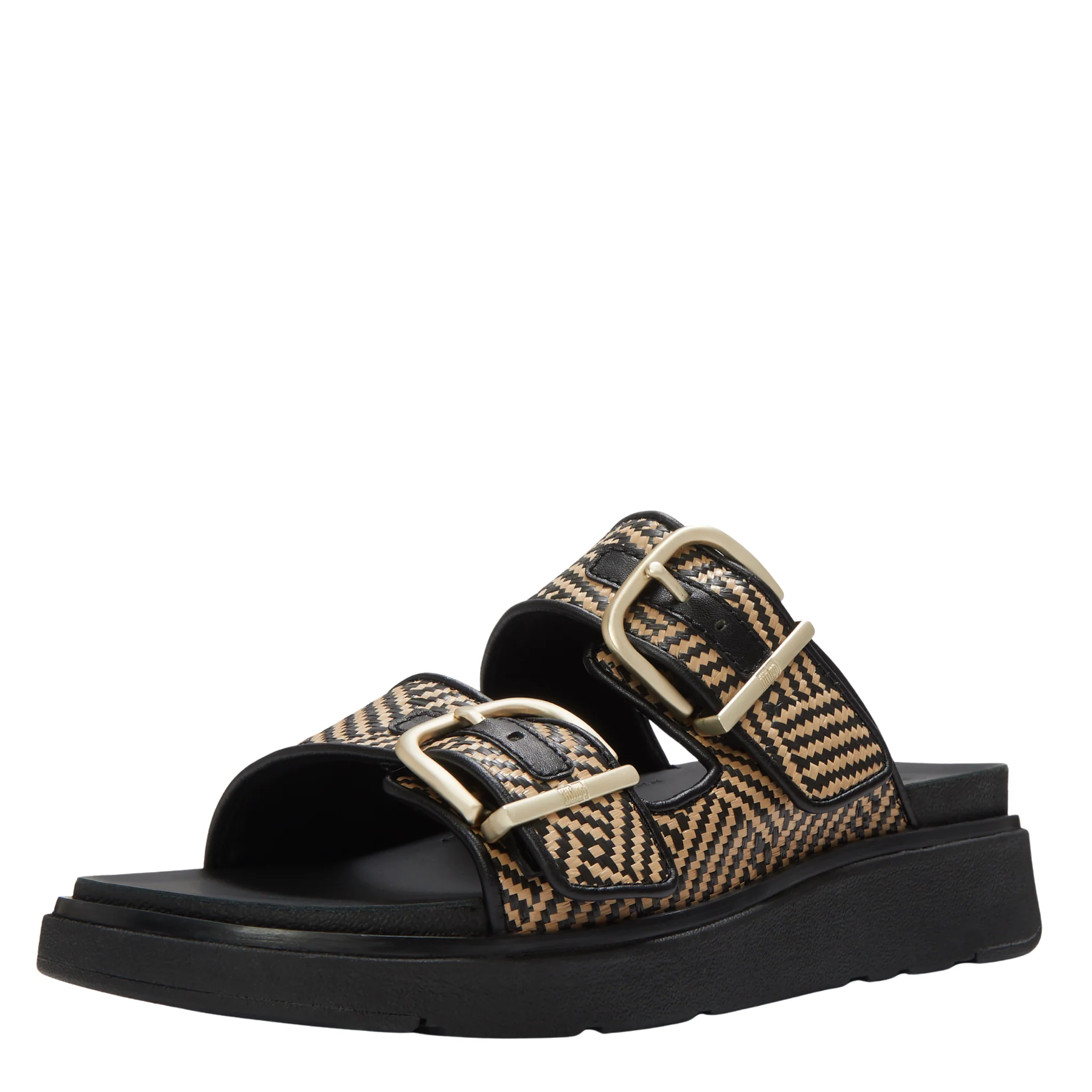 Womens FitFlop Black Graphic-Weave Gen-FF Buckle Slide Sandals - Image 4