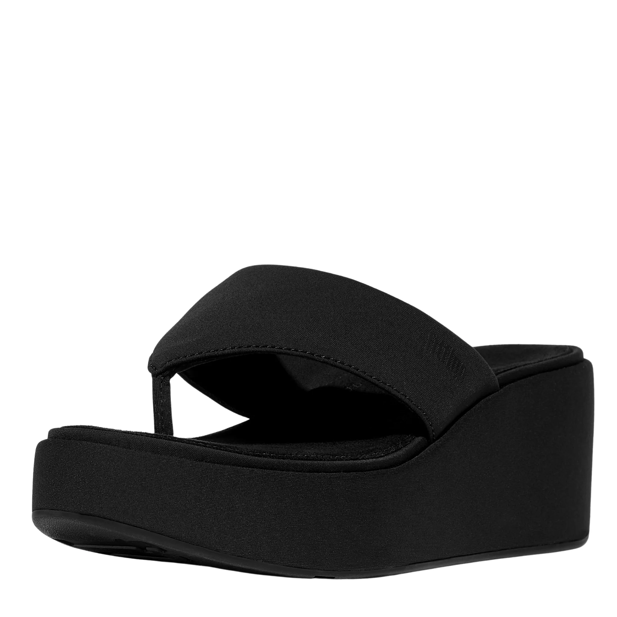 Womens FitFlop Black Platfforms Wedge Toe-Post Sandals - Image 5