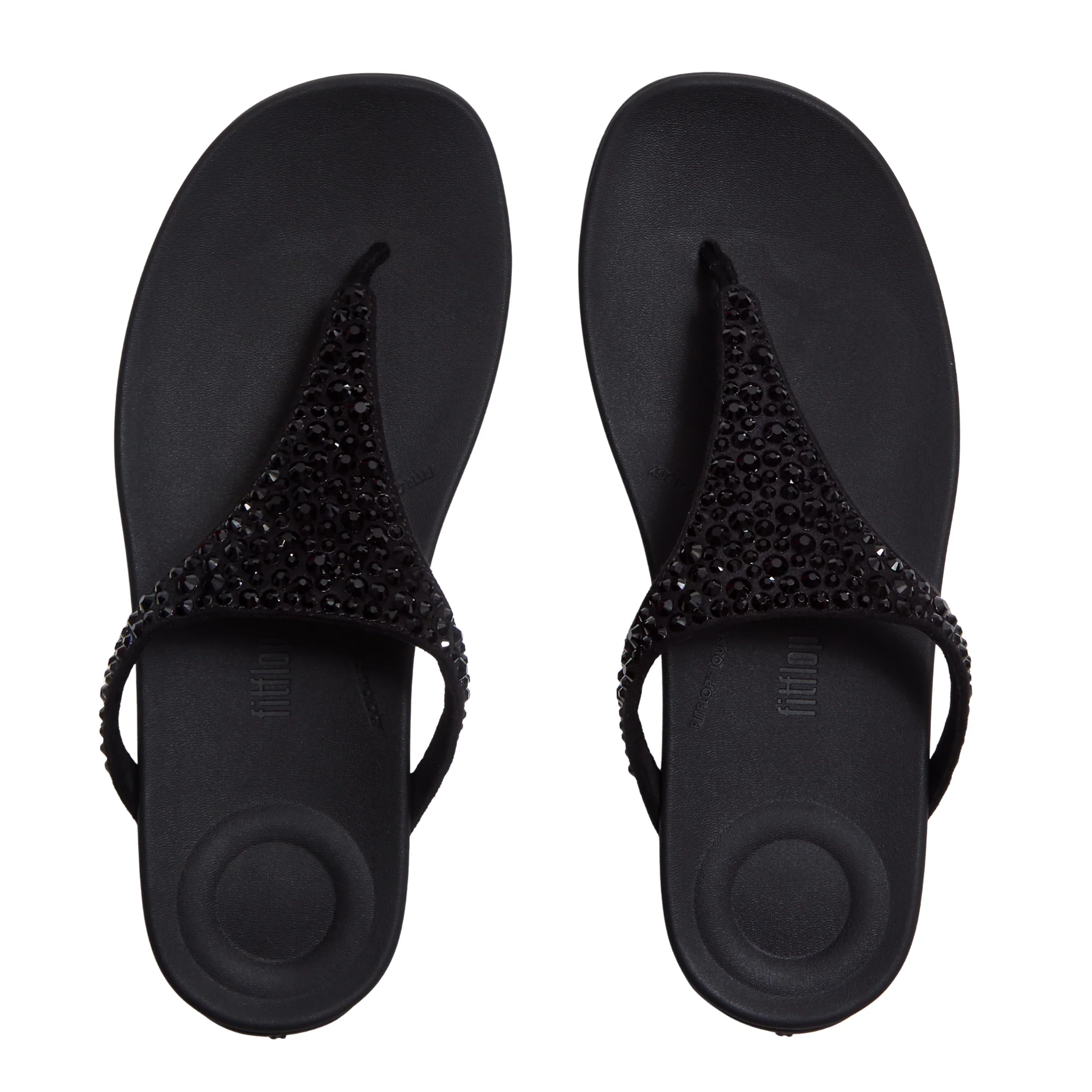 Womens FitFlop Black Solay Mixed-Crystal Toe-Post Sandals - Image 2