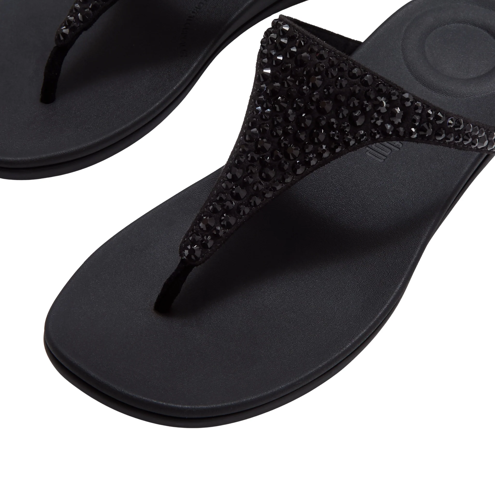 Womens FitFlop Black Solay Mixed-Crystal Toe-Post Sandals - Image 3