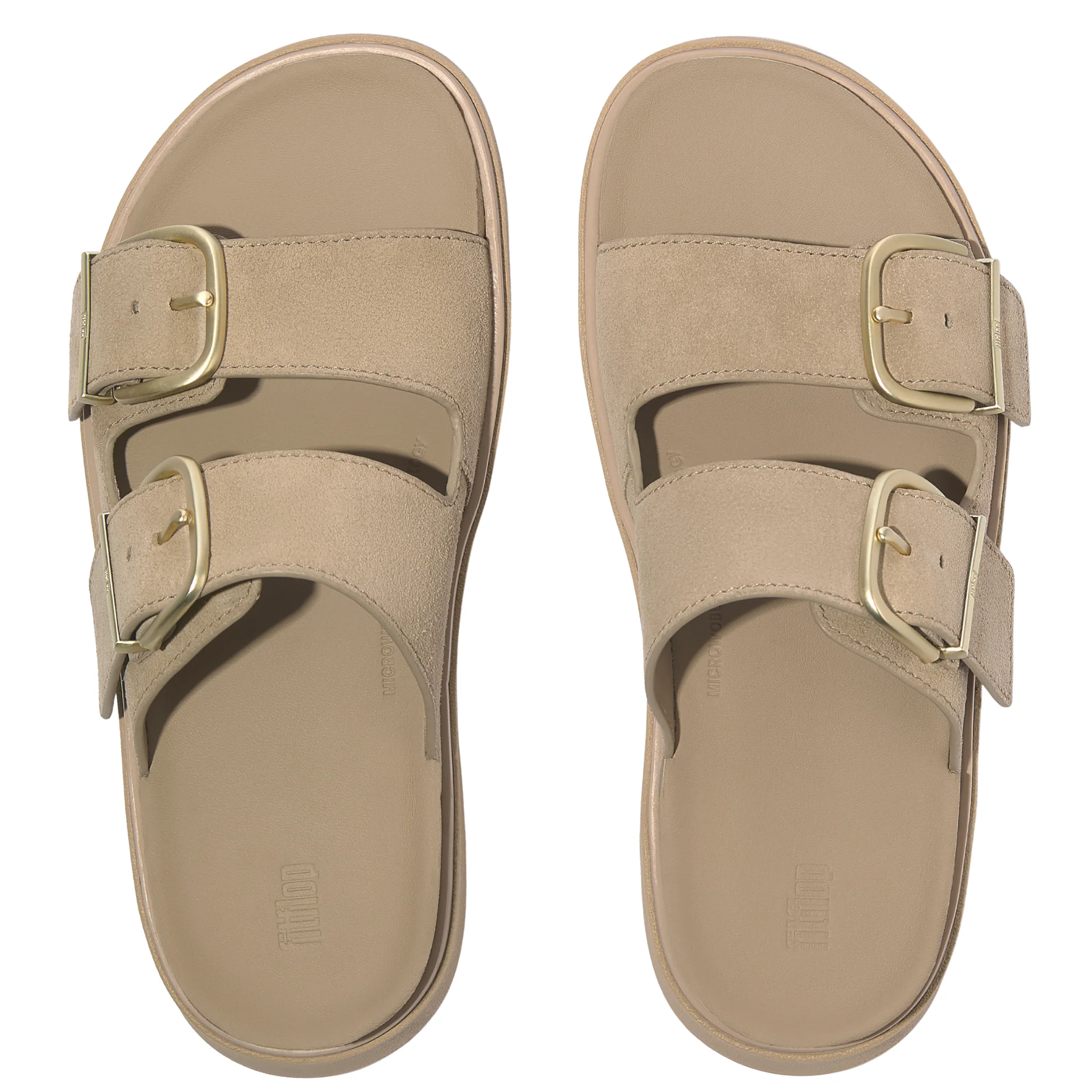 Womens FitFlop Cappuccino Suede Gen-FF Buckle Slide Sandals - Image 2