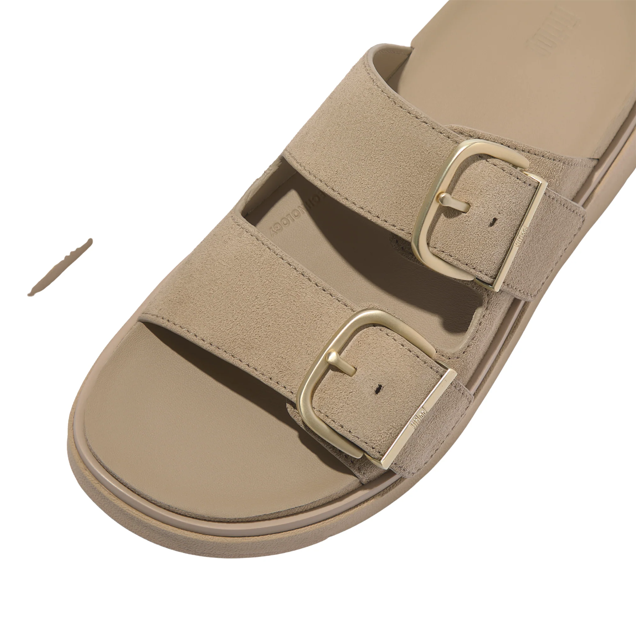 Womens FitFlop Cappuccino Suede Gen-FF Buckle Slide Sandals - Image 3