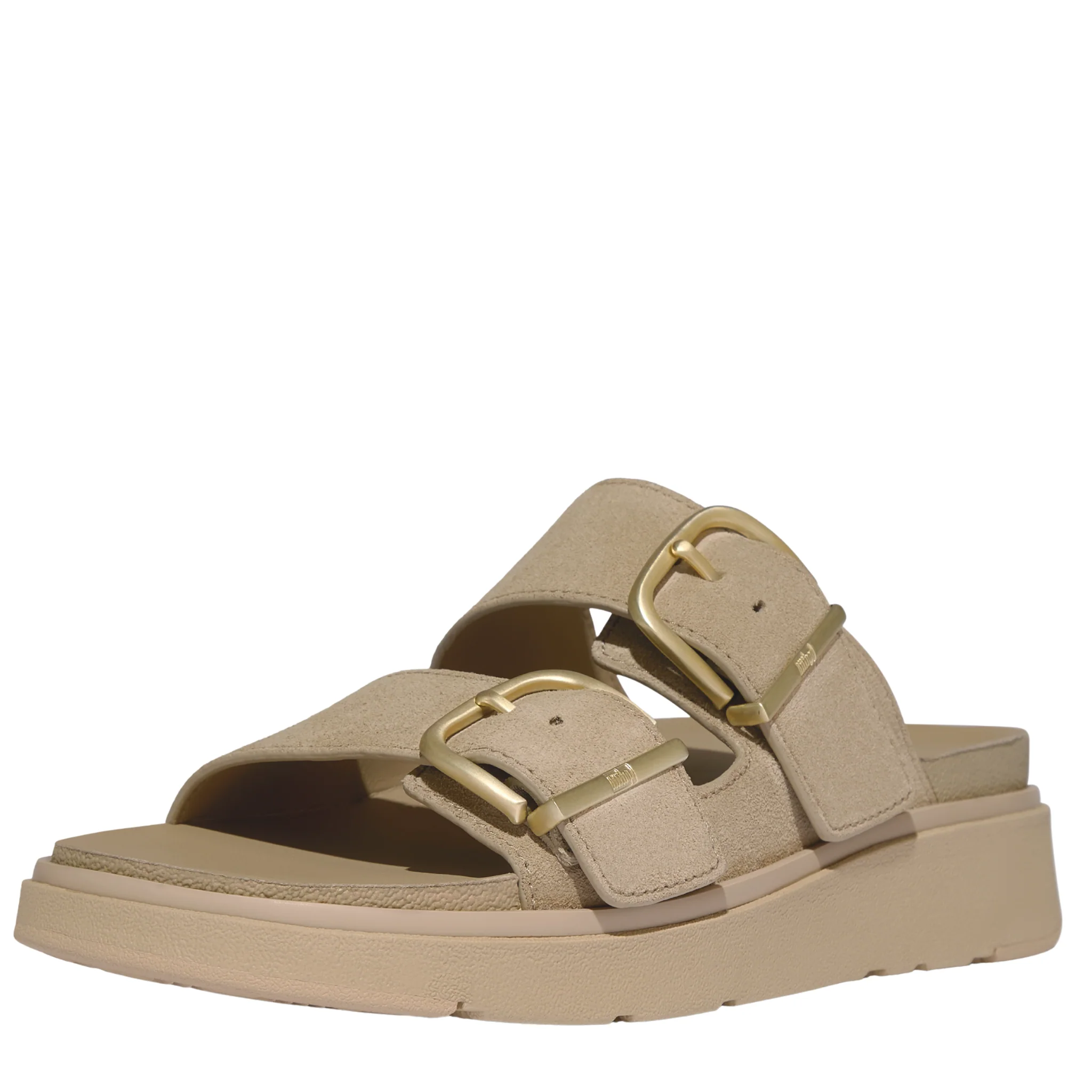 Womens FitFlop Cappuccino Suede Gen-FF Buckle Slide Sandals - Image 5