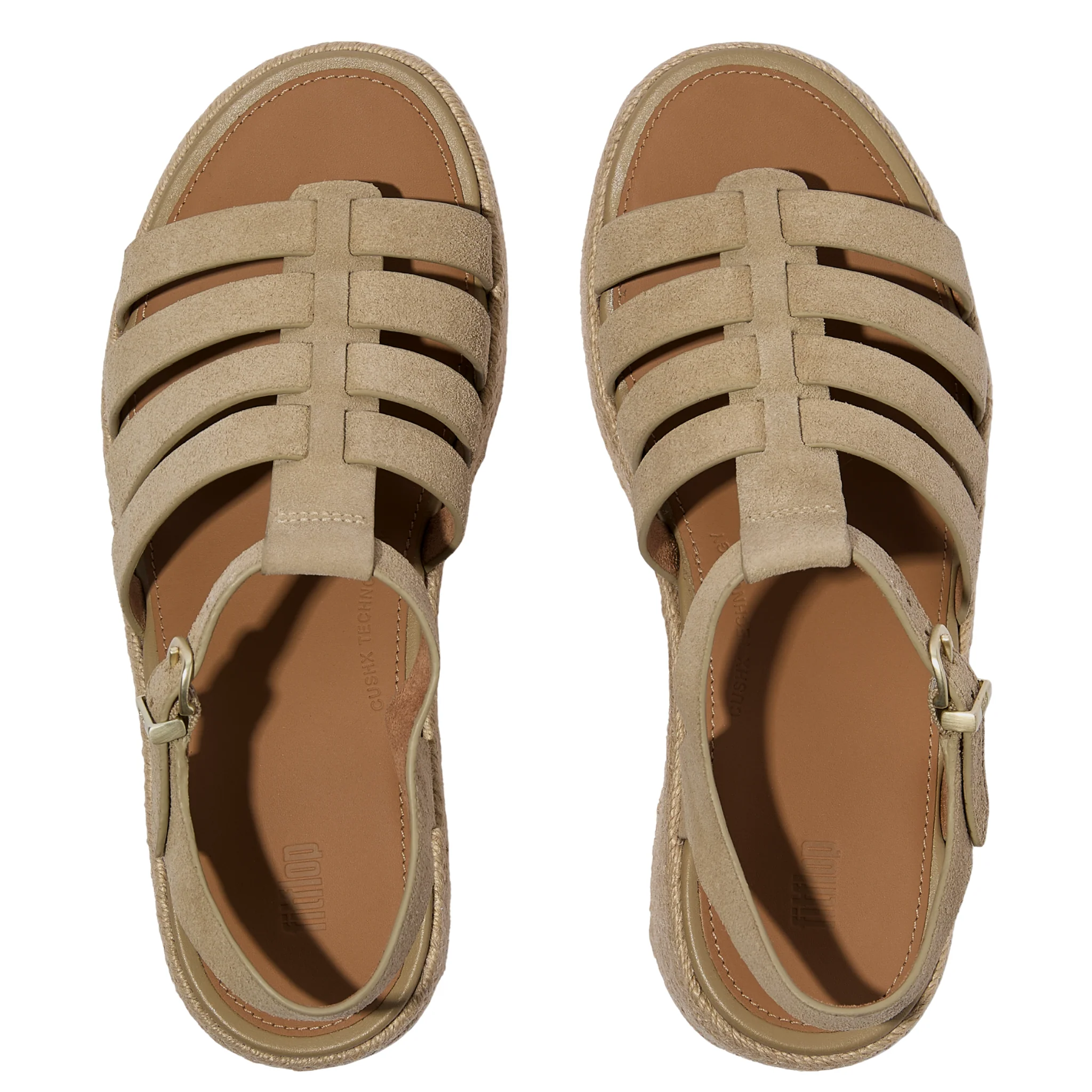 Womens FitFlop Cappuccino Suede Platfforms Fisherman Wedge Sandals - Image 2