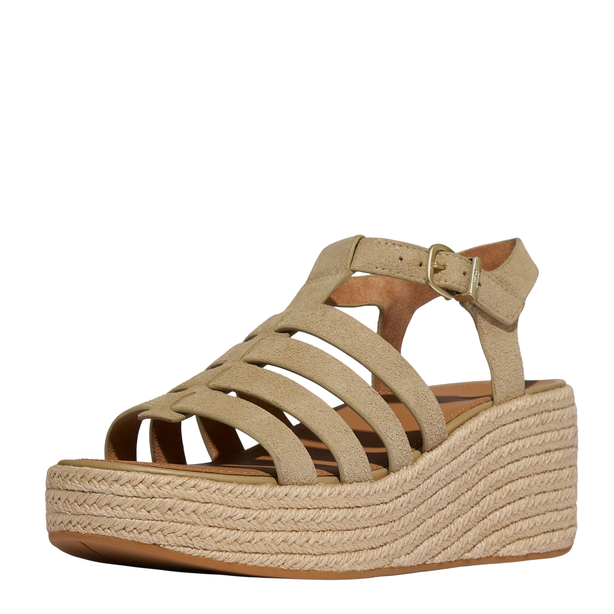Womens FitFlop Cappuccino Suede Platfforms Fisherman Wedge Sandals - Image 4
