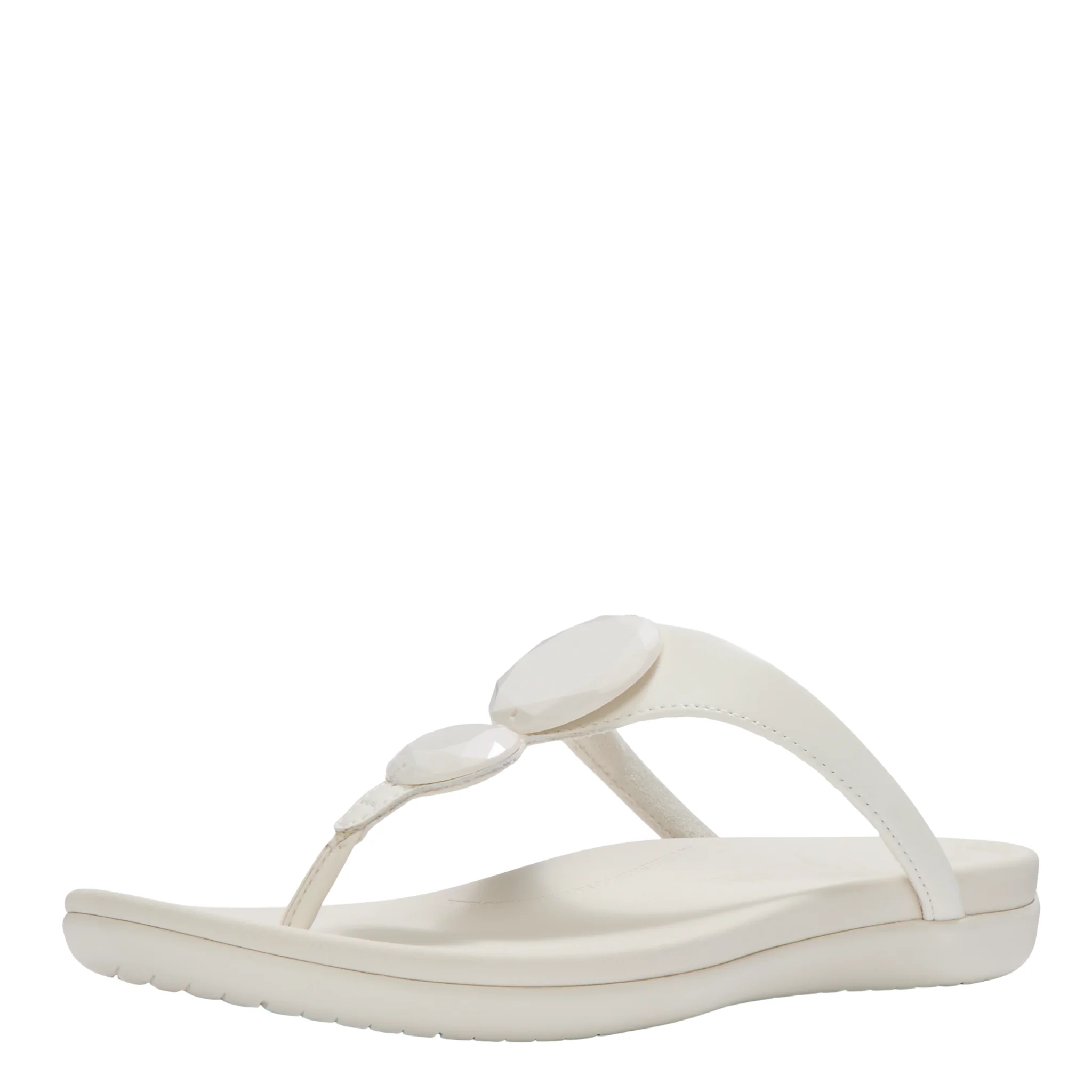 Womens FitFlop Cream Solay Glossy-Disc Toe-Post Sandals - Image 3