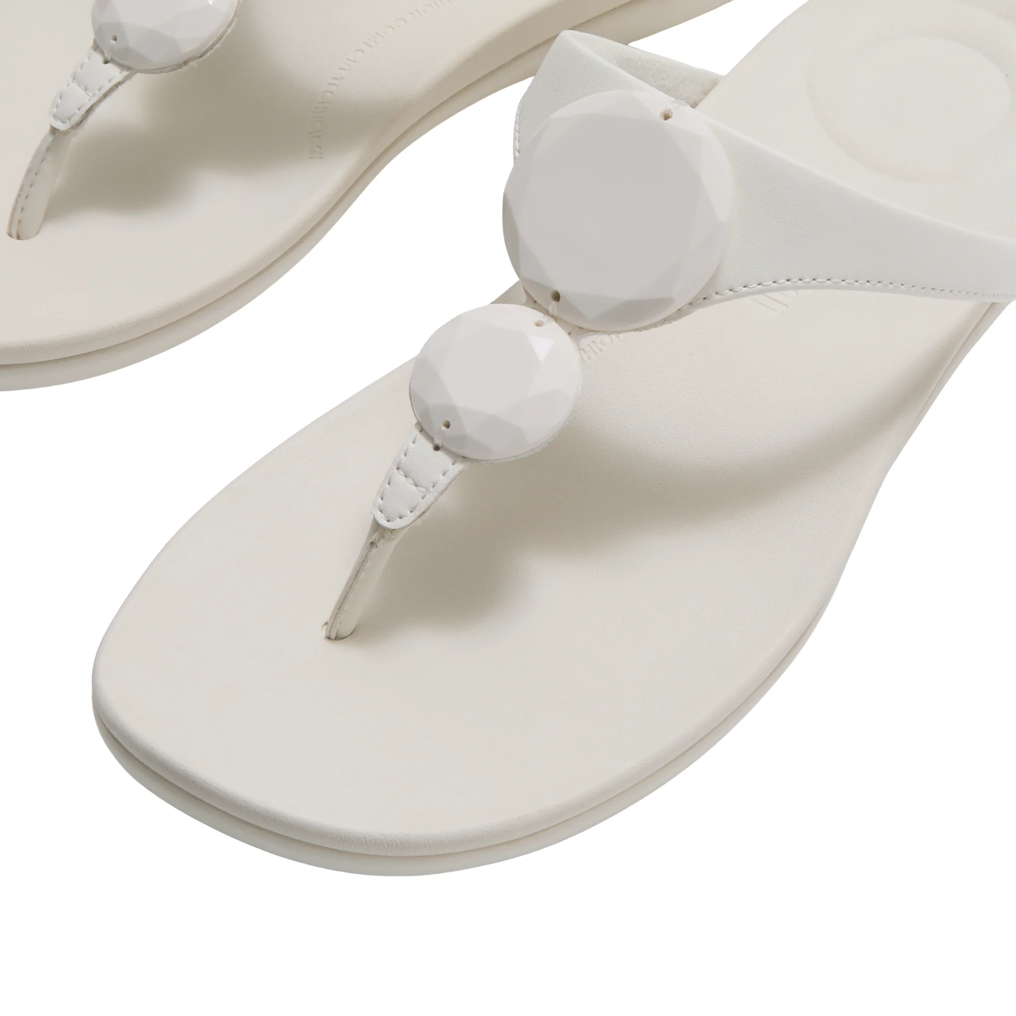 Womens FitFlop Cream Solay Glossy-Disc Toe-Post Sandals - Image 4
