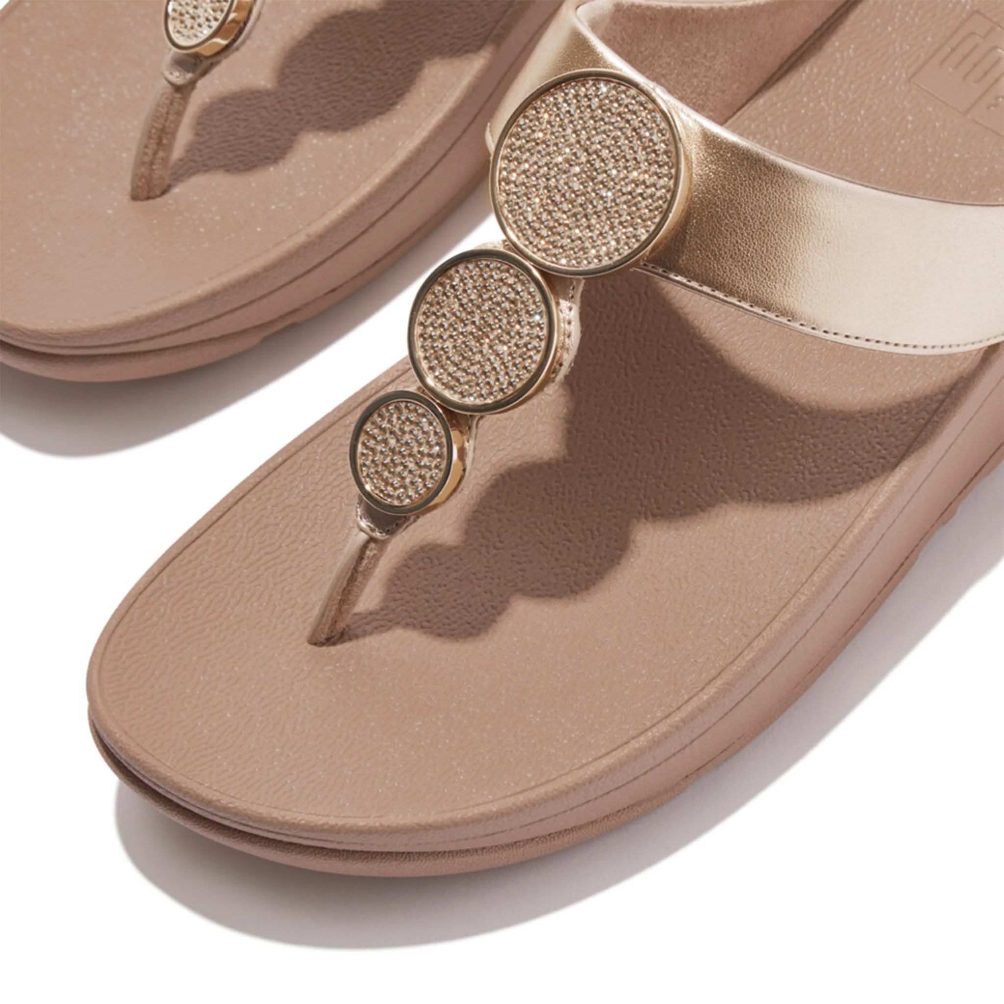 Womens FitFlop Metallic Latte Beige Halo Bead-Circle Toe Post Sandals - Image 2