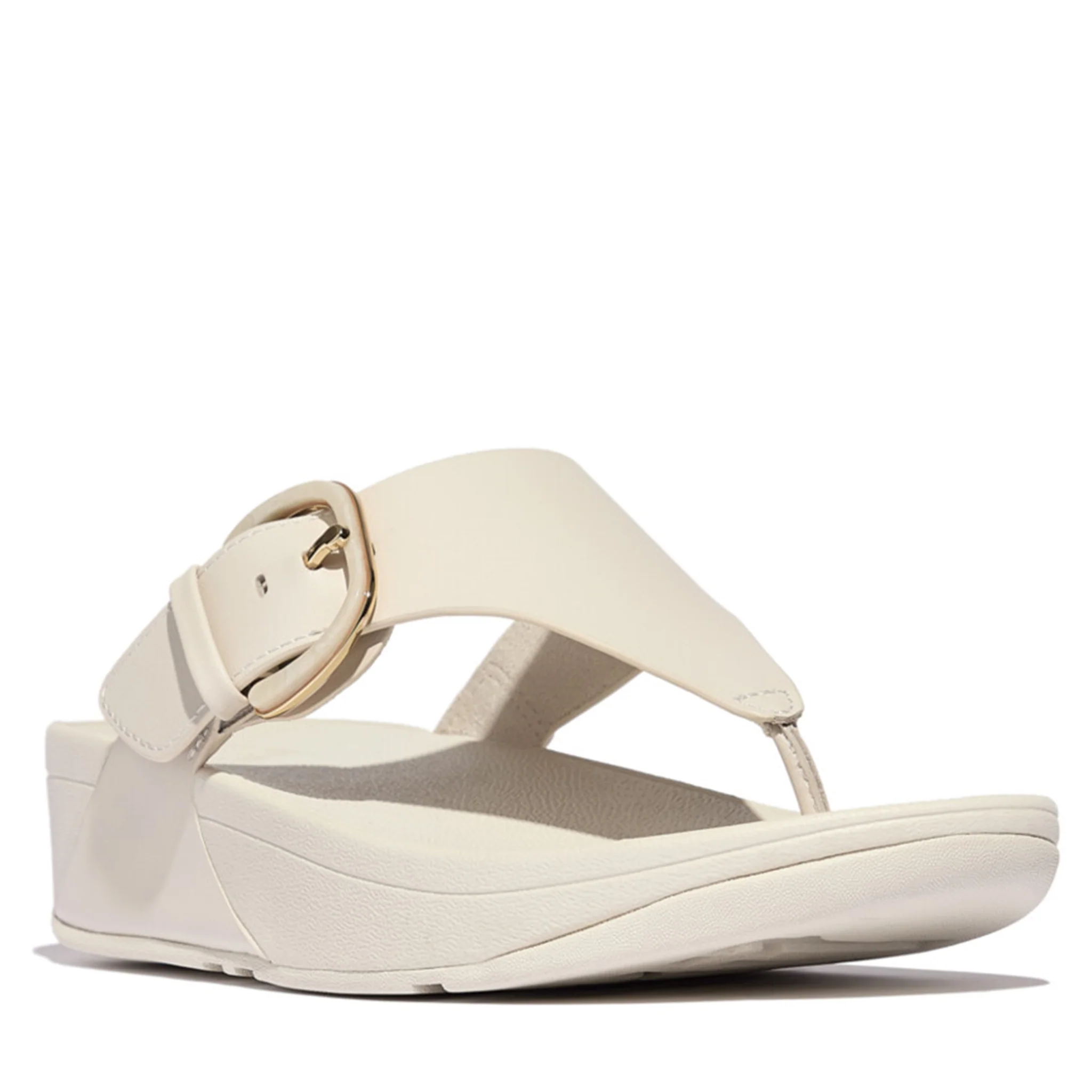 Womens FitFlop Paris Beige Lulu Resin Buckle Leather Toe Post Sandals - Image 3