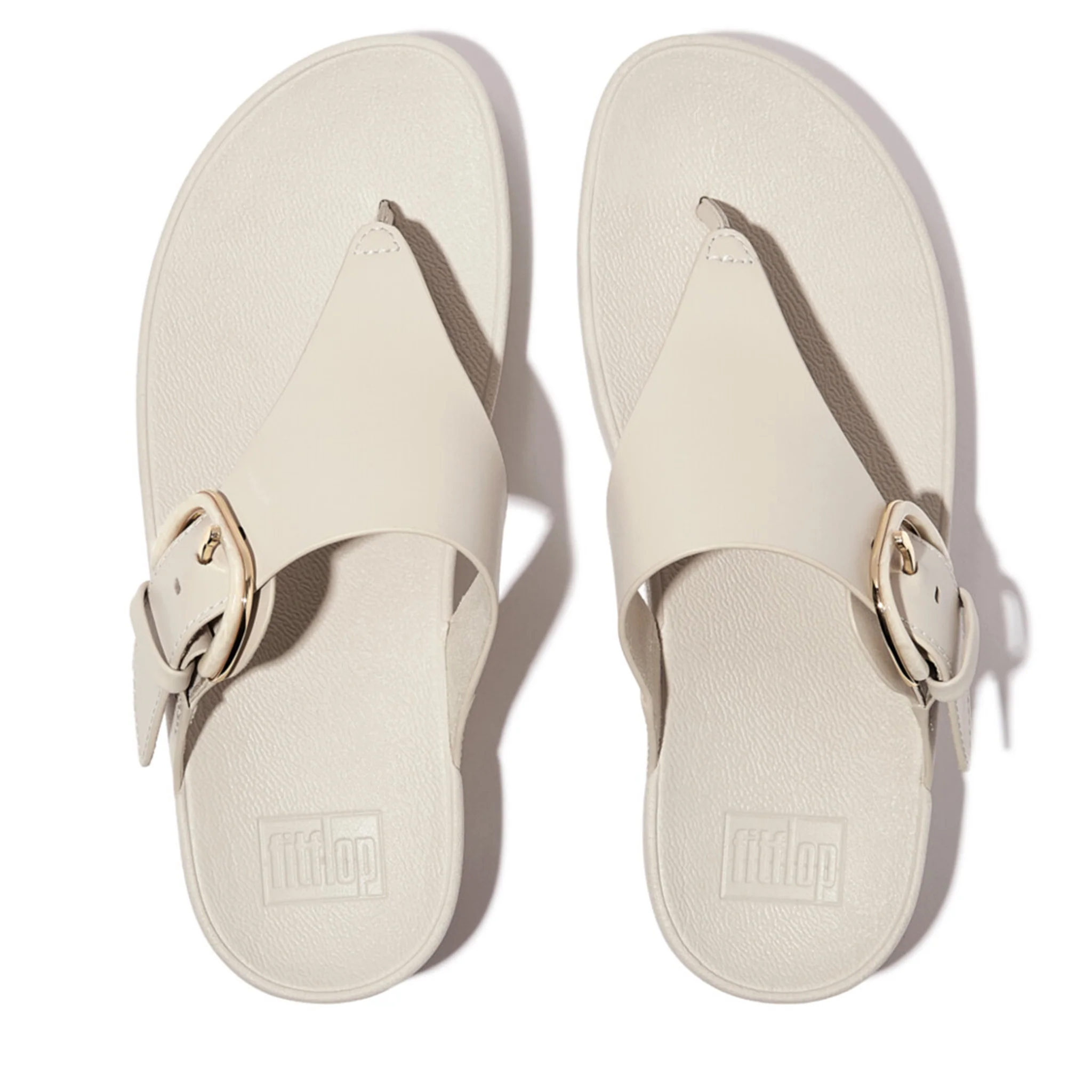 Womens FitFlop Paris Beige Lulu Resin Buckle Leather Toe Post Sandals - Image 4
