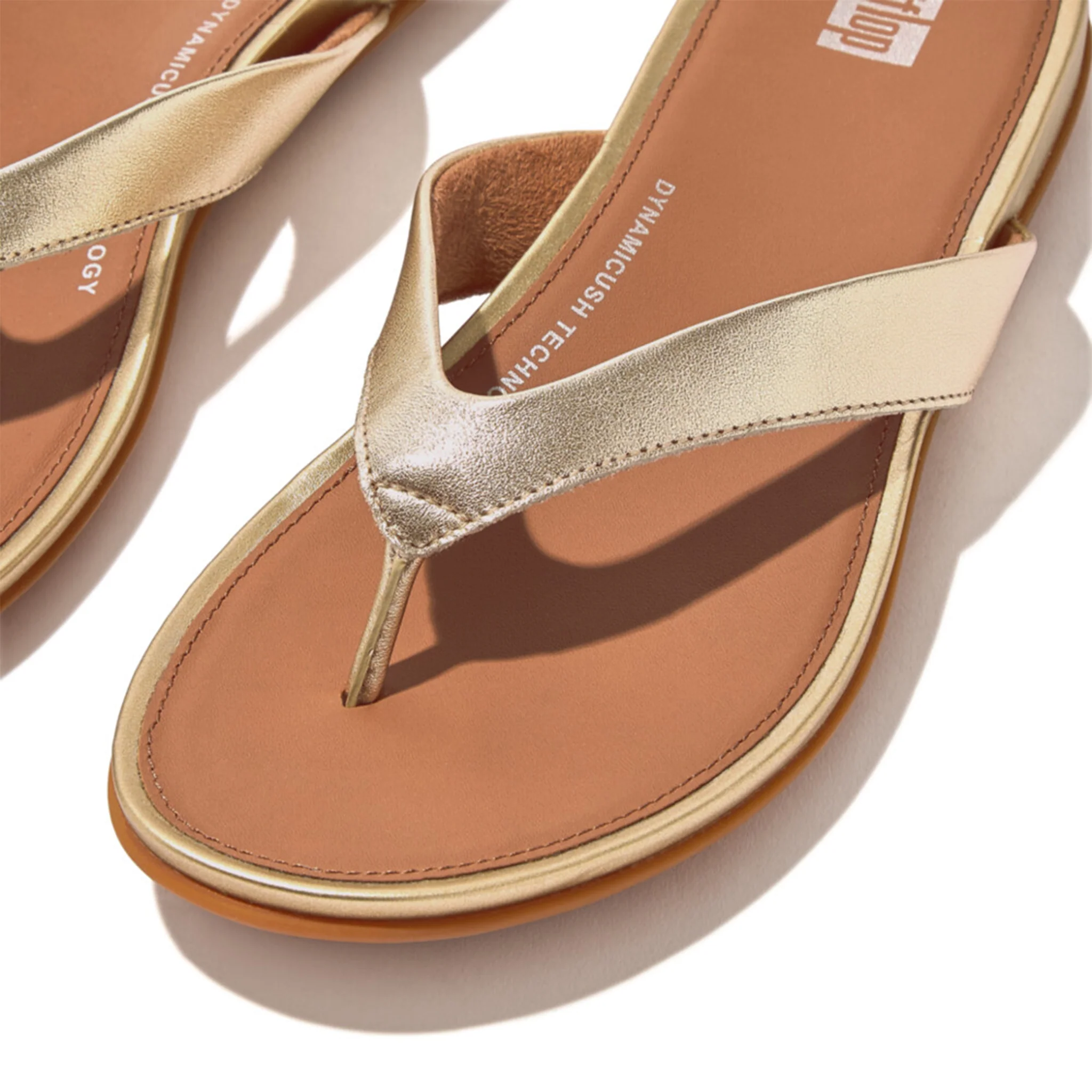 Womens FitFlop Platino Gracie Leather Flip Flops - Image 2