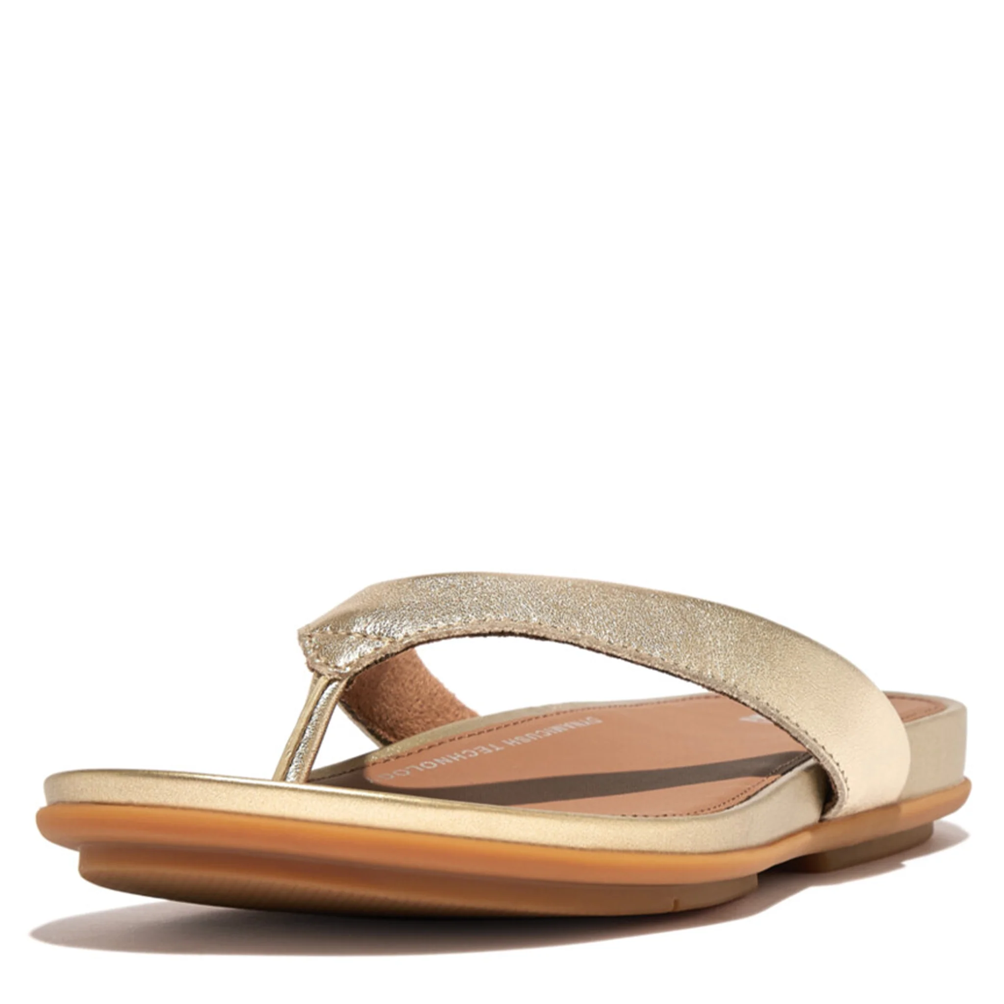 Womens FitFlop Platino Gracie Leather Flip Flops - Image 3
