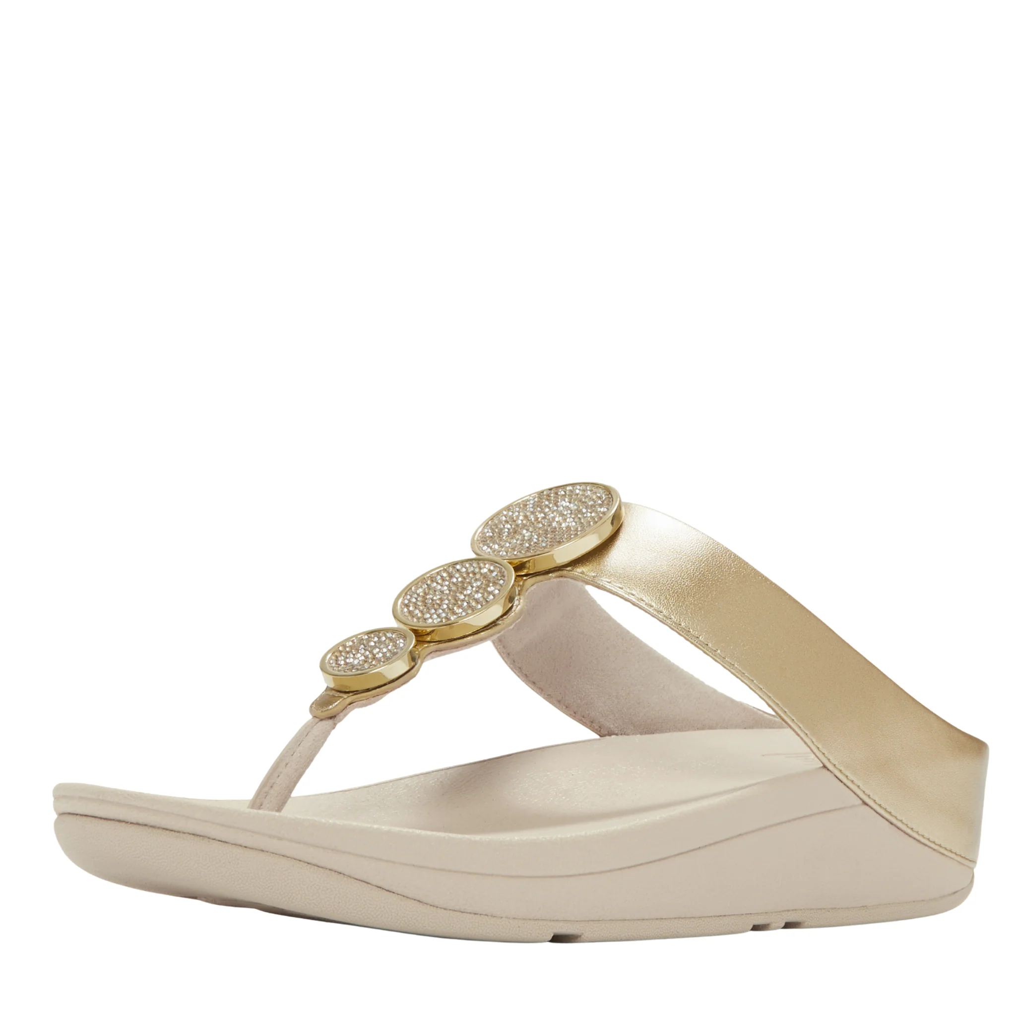Womens FitFlop Platino Halo Bead-Circle Metallic Toe-Post Sandals - Image 6