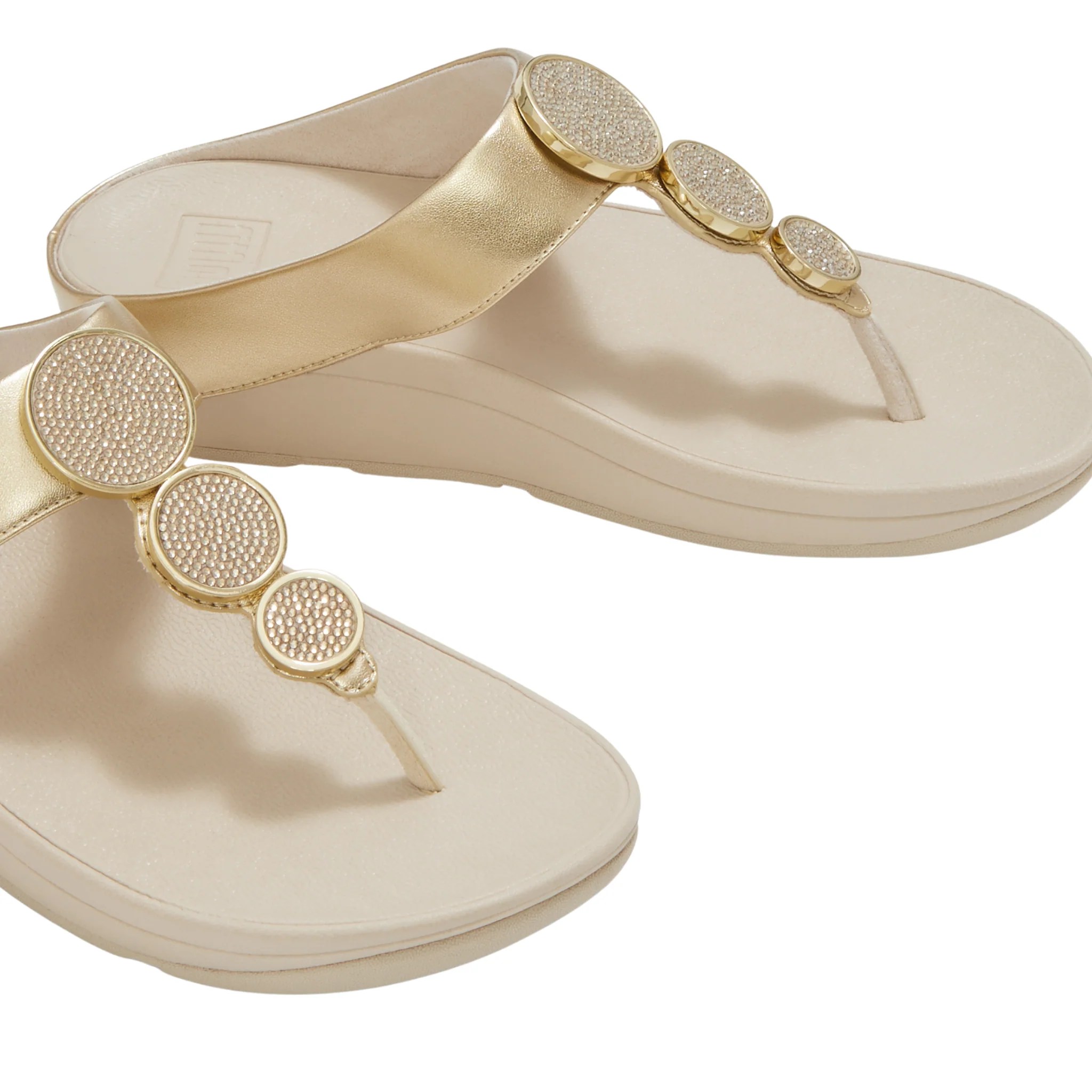 Womens FitFlop Platino Halo Bead-Circle Metallic Toe-Post Sandals - Image 7