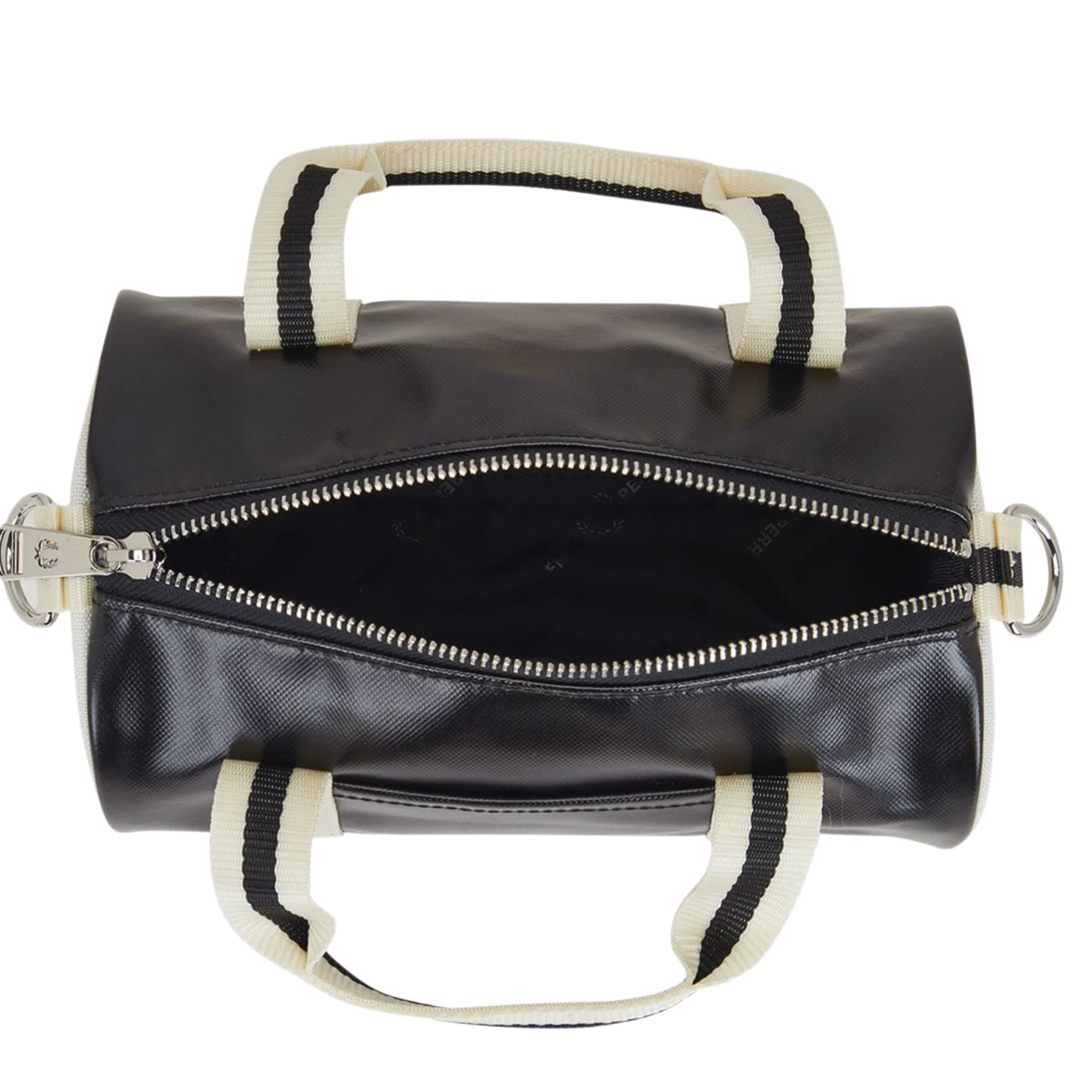 Womens Fred Perry Black/Ecru Classic Mini Barrel Bag - Image 3