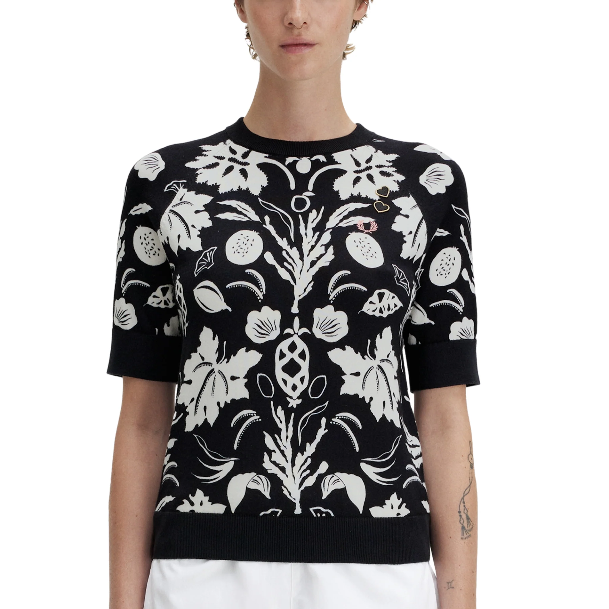 Womens Fred Perry x Amy Winehouse Black Printed Knitted Jumper - Image 2