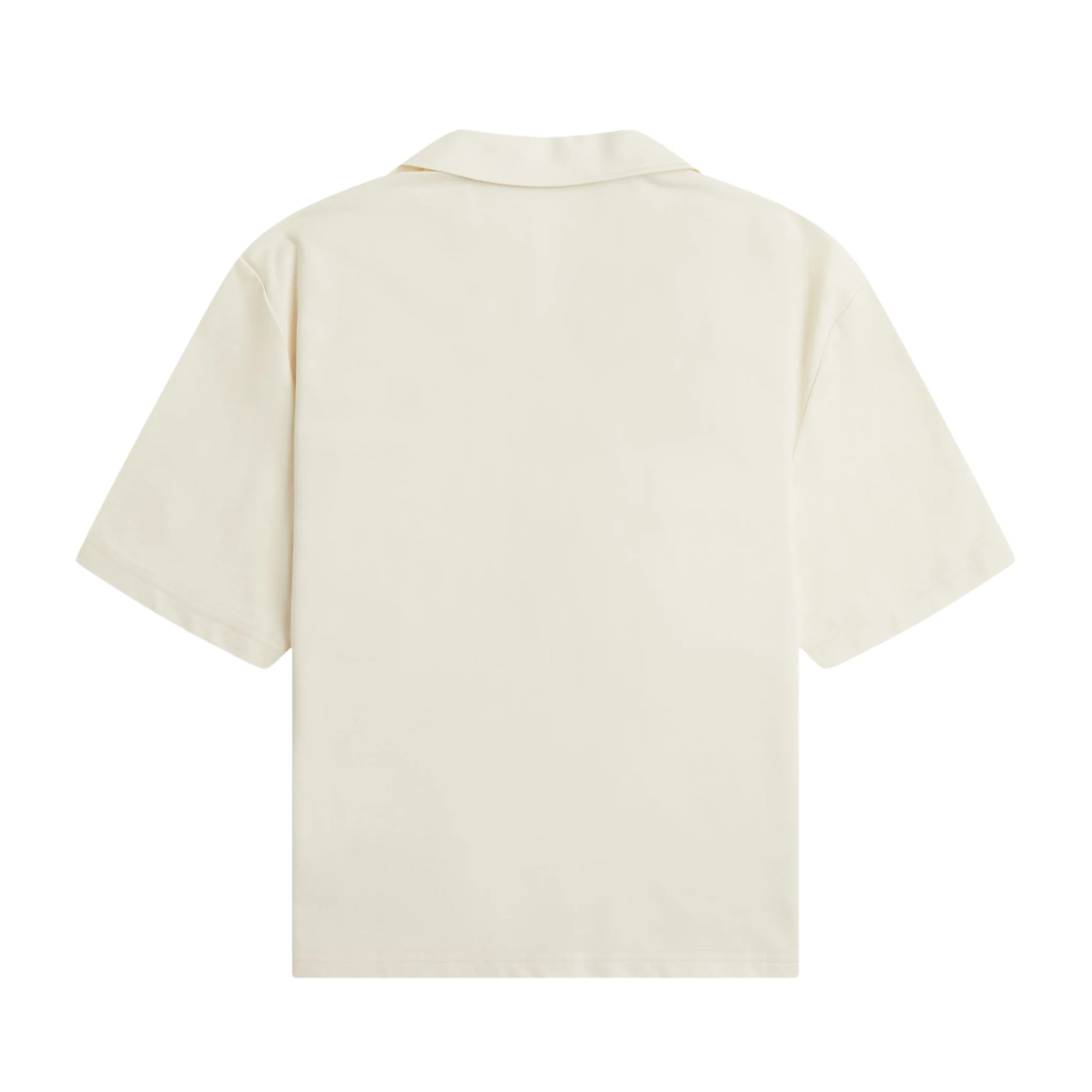Womens Fred Perry Ecru Open Collar Jersey S/s Shirt - Image 3