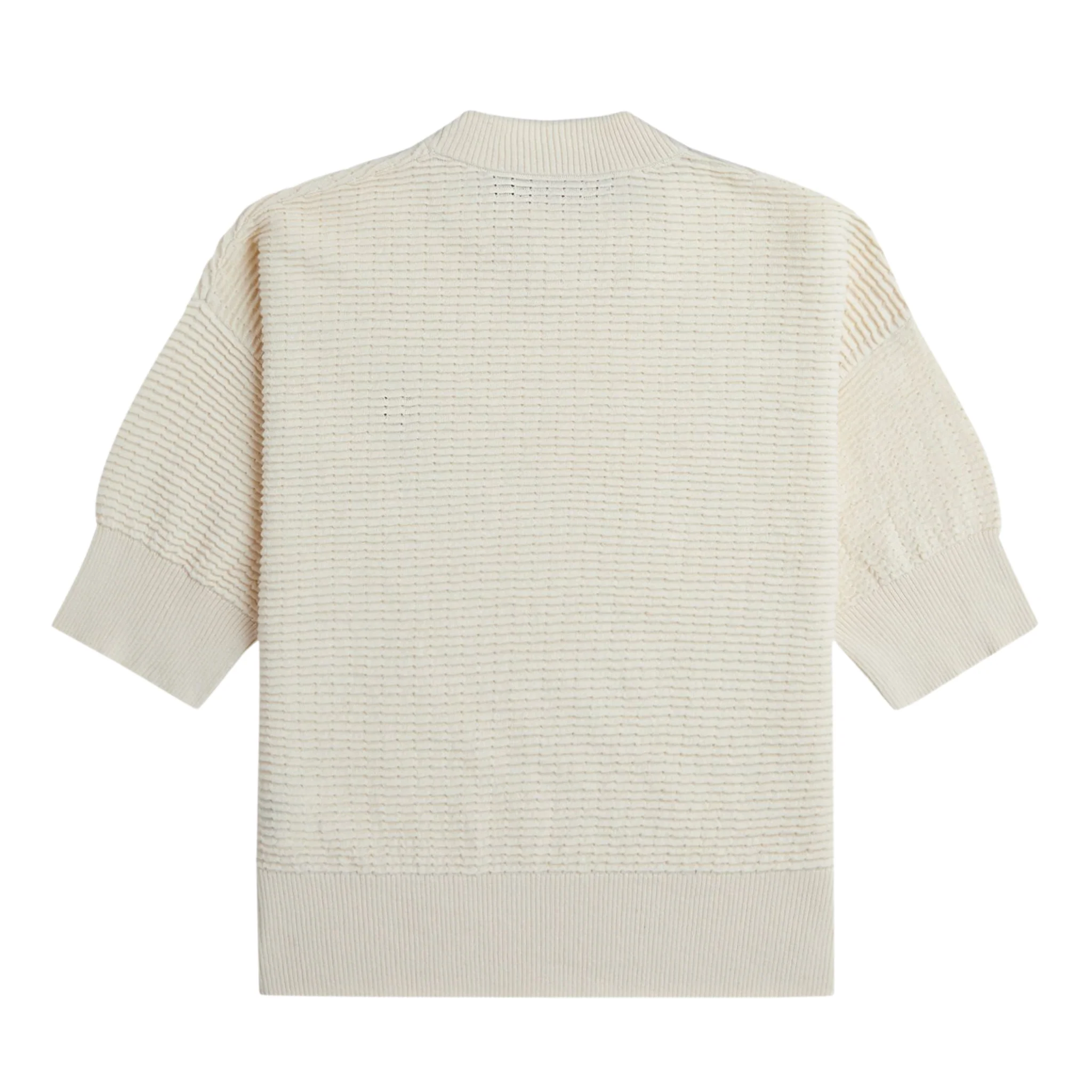 Womens Fred Perry Ecru Textured Knit High Neck Jumper - Image 3