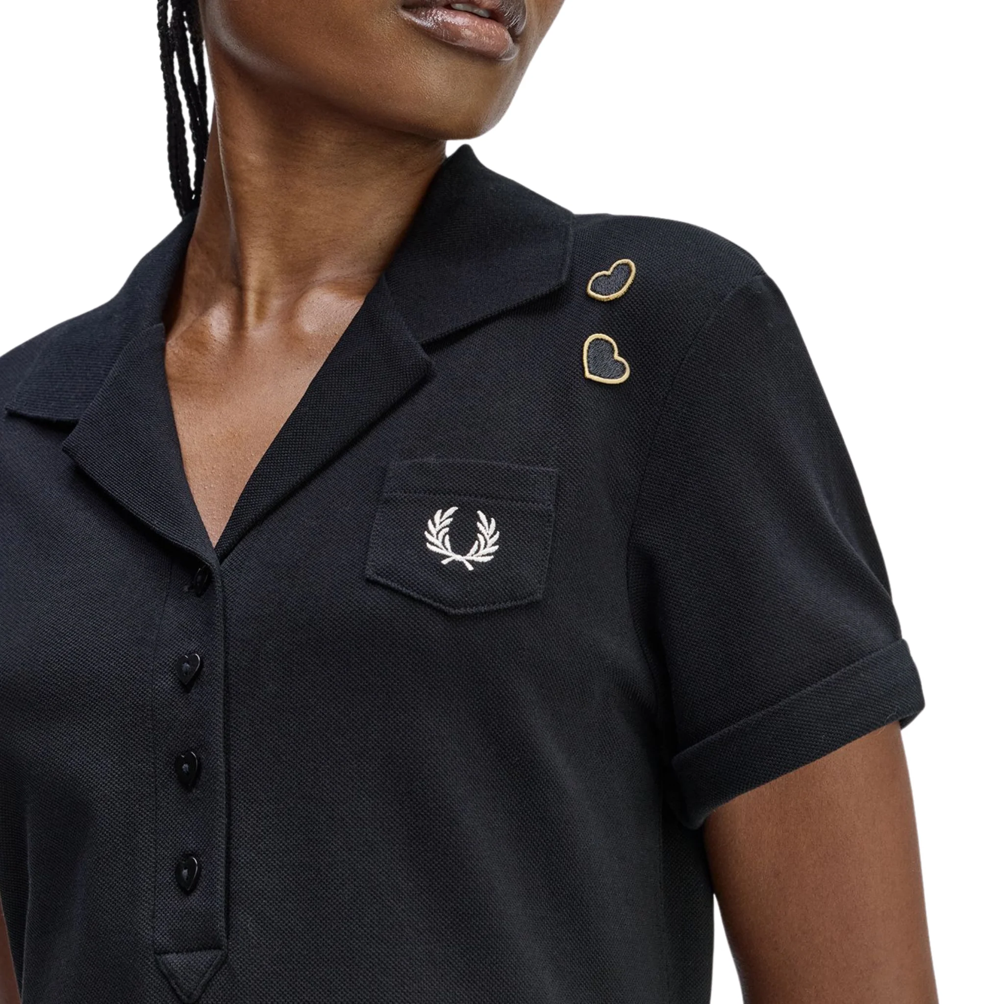 Womens Fred Perry x  Amy Winehouse Black Pocket Detail Pique Dress - Image 3