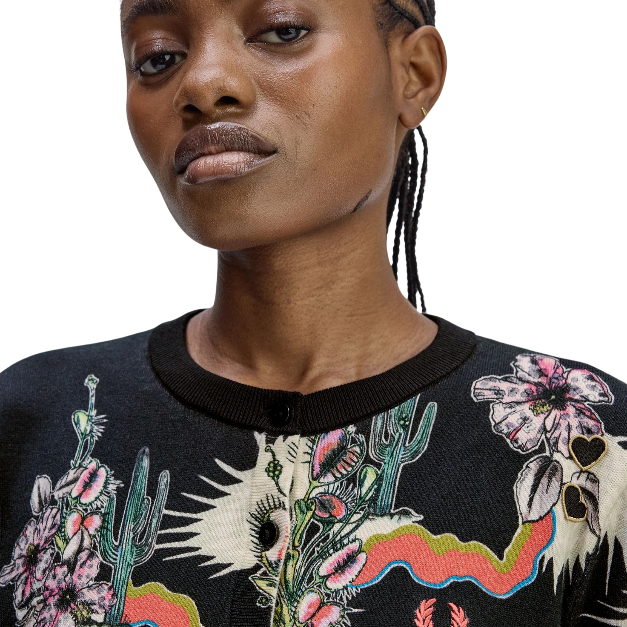 Womens Fred Perry x  Amy Winehouse Black Printed Cardigan - Image 4