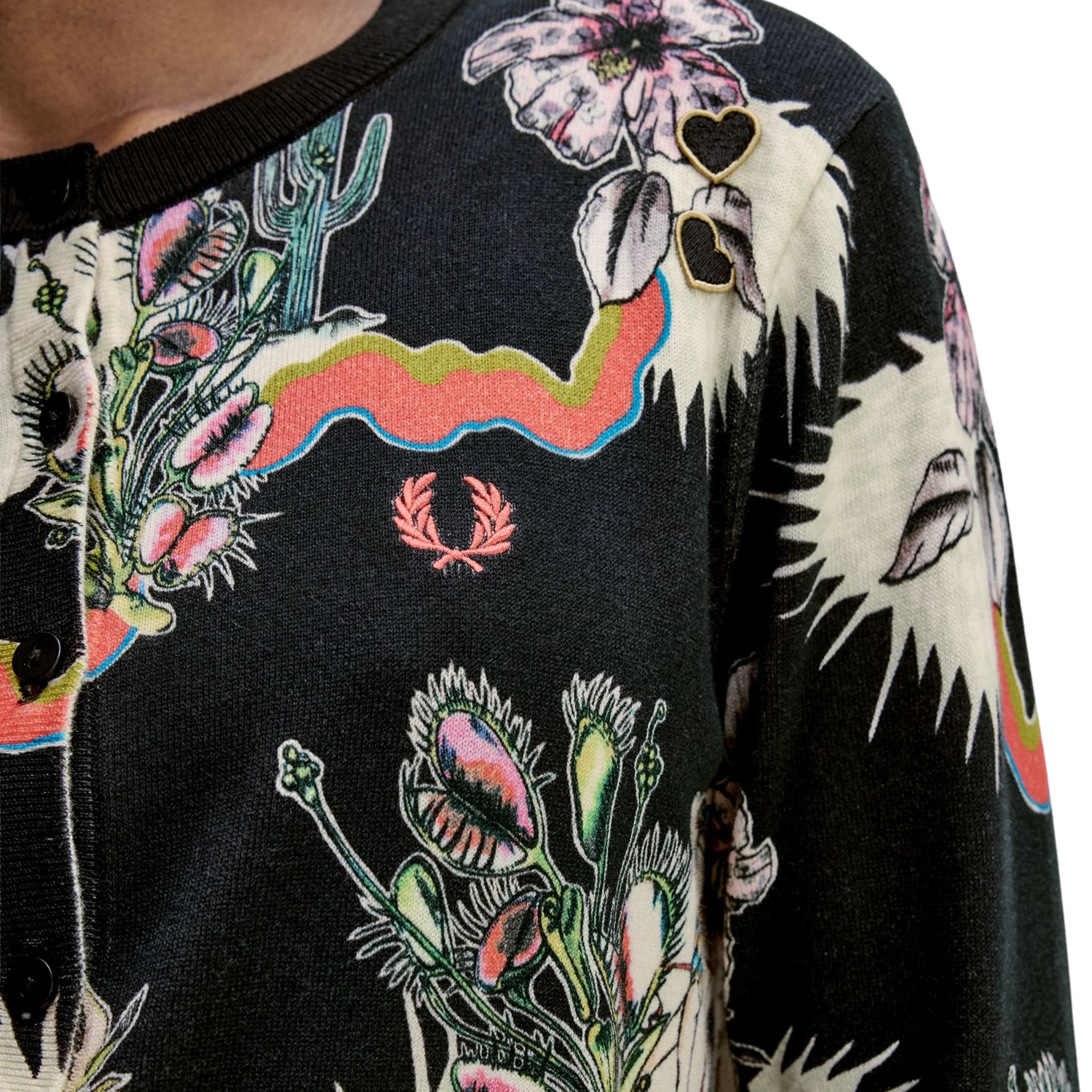 Womens Fred Perry x  Amy Winehouse Black Printed Cardigan - Image 5