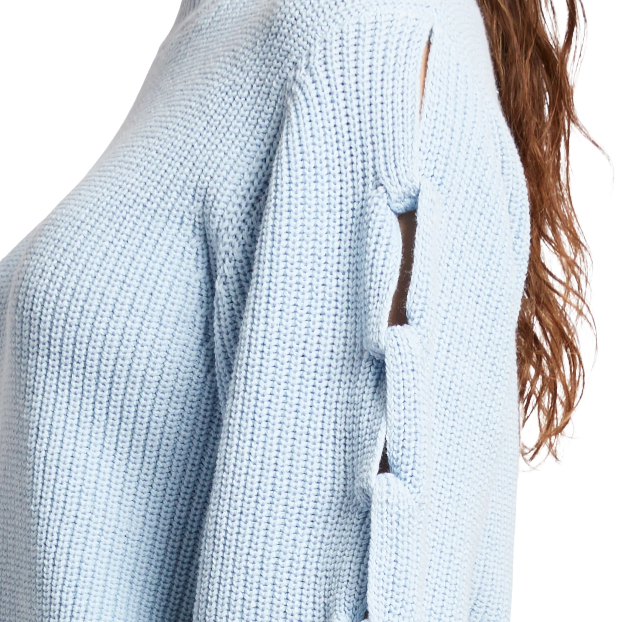 Womens French Connection Arctic Blue Glinda Braided Sleeve Jumper - Image 3