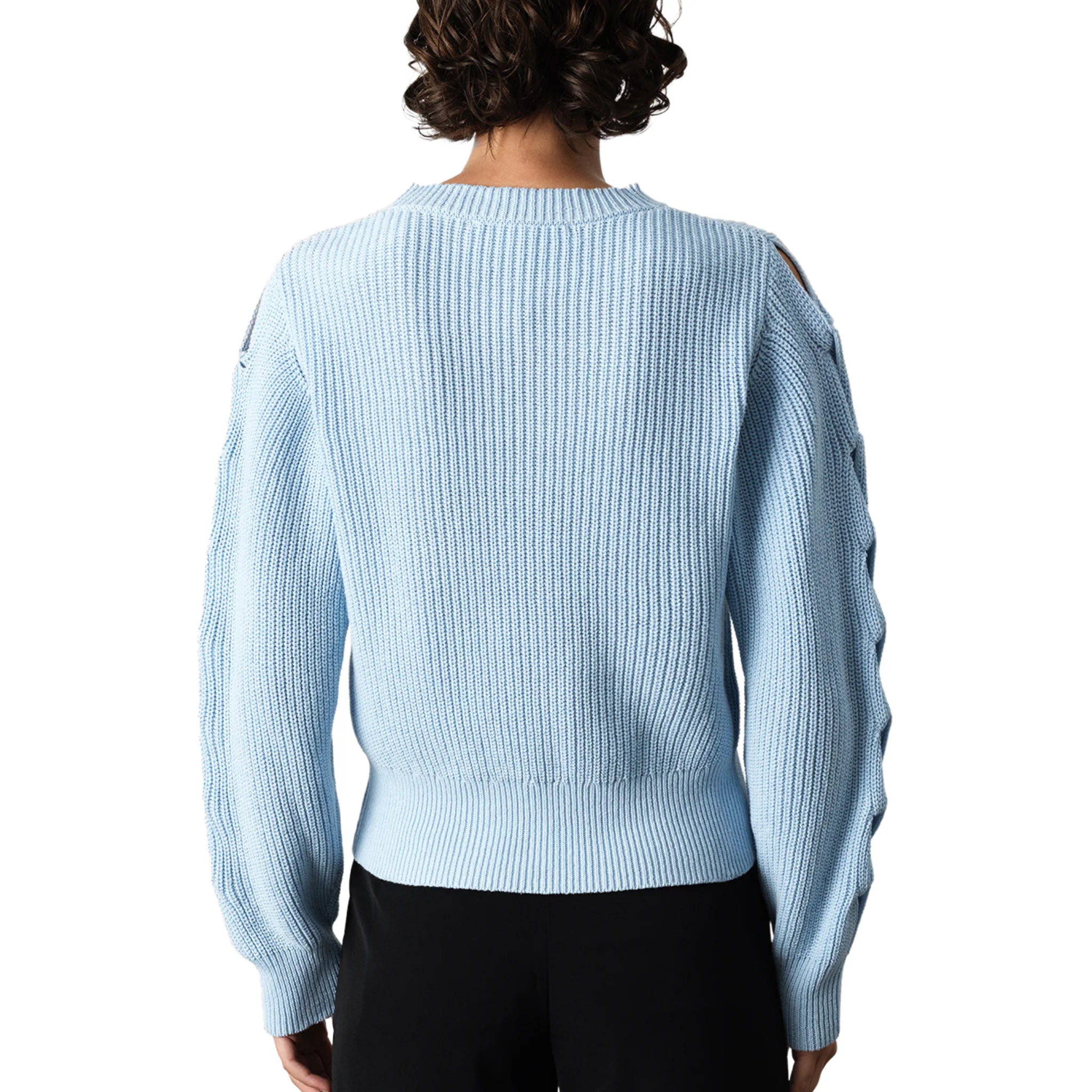 Womens French Connection Arctic Blue Glinda Braided Sleeve Jumper - Image 4