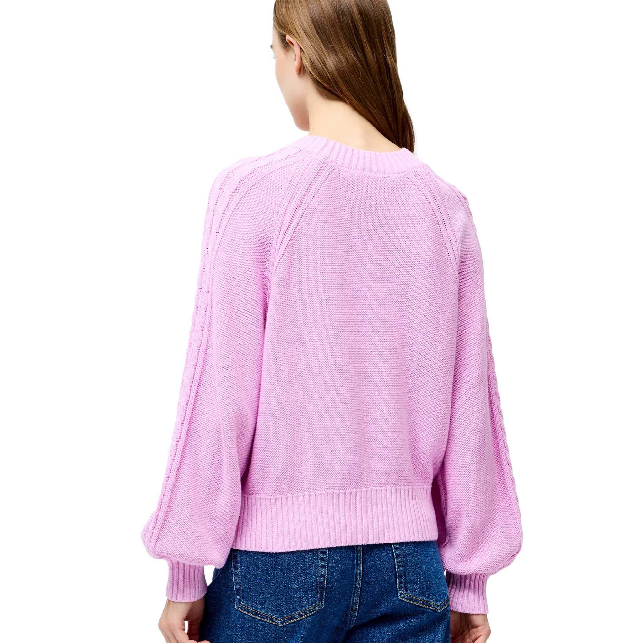 Womens French Connection Bubblegum Pink Lily Cable Sleeve Jumper - Image 4