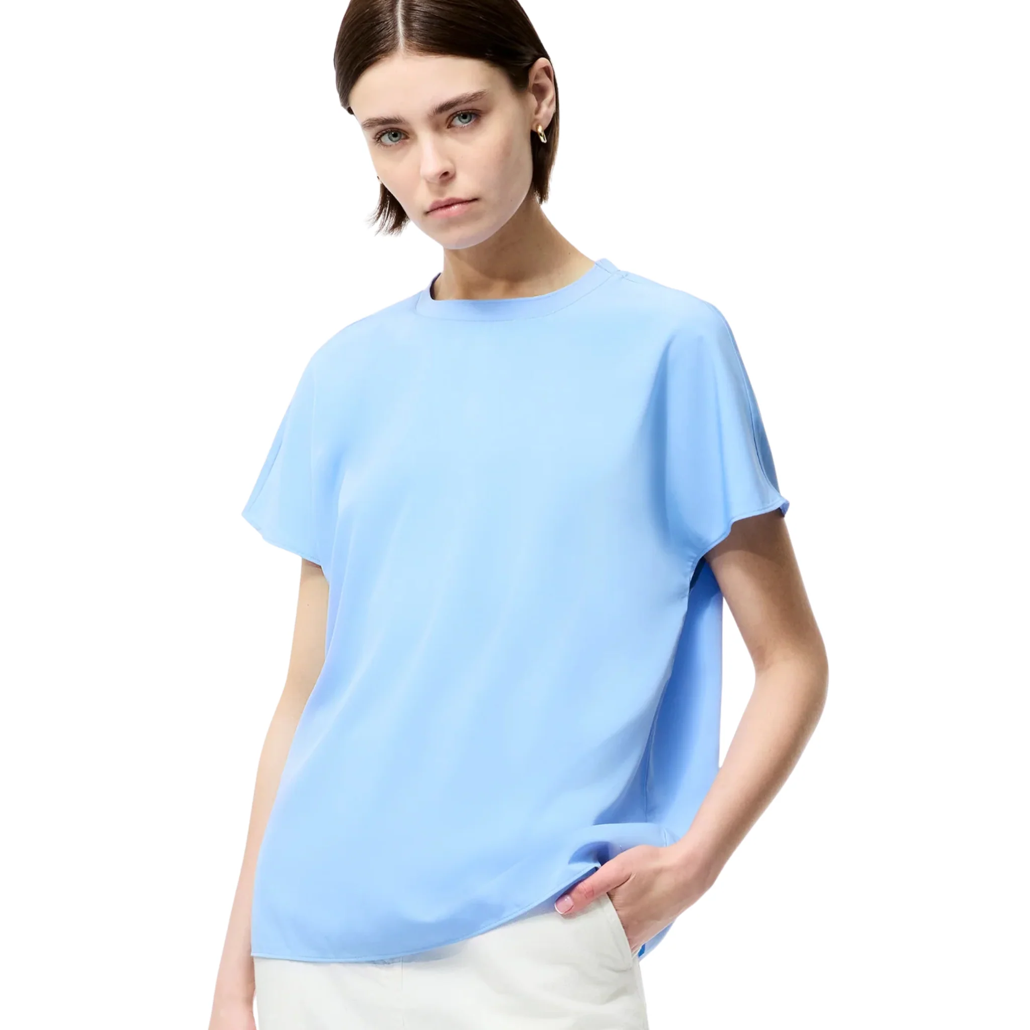 Womens French Connection Cornflower Blue Capriana Crepe S/s T Shirt - Image 2