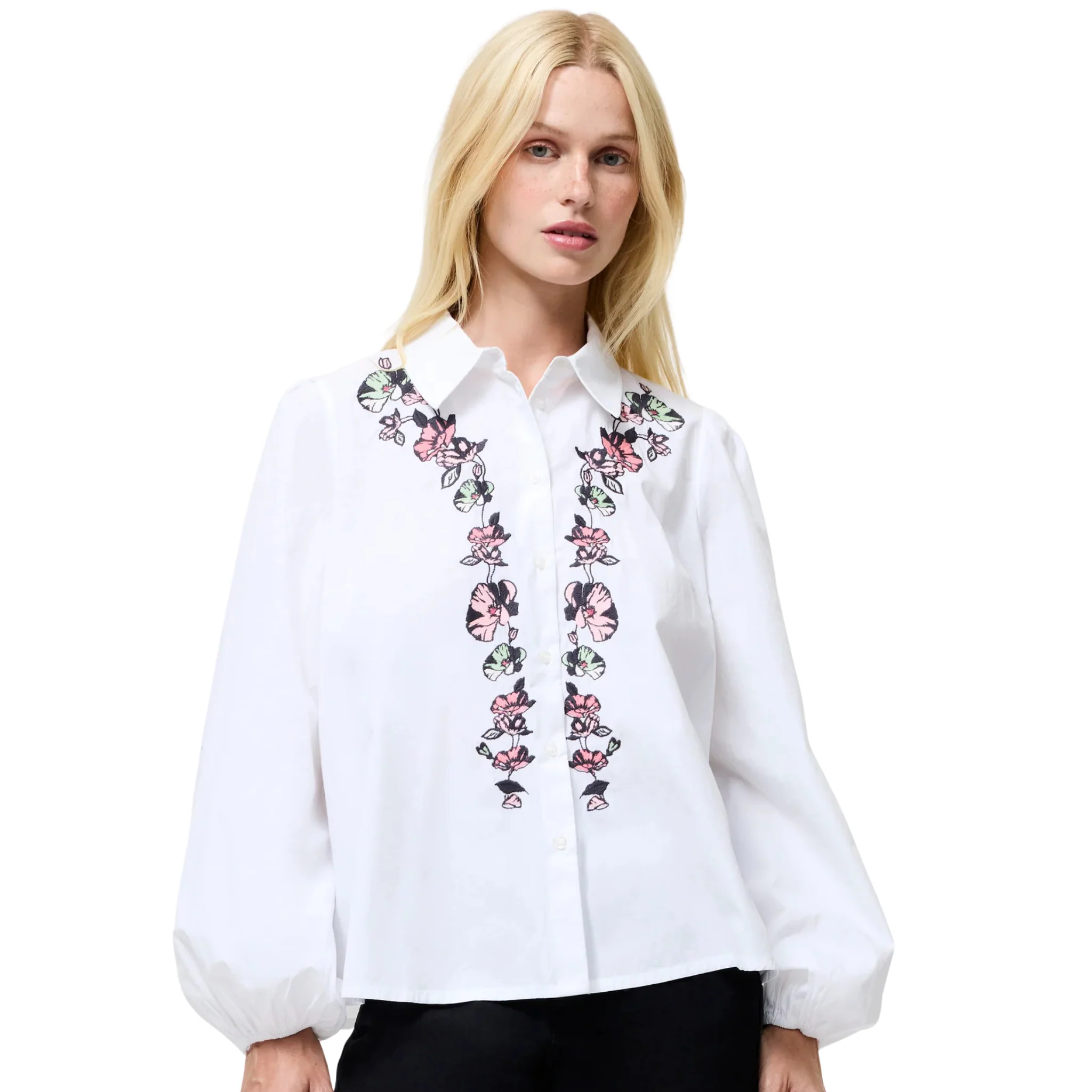 Womens French Connection Cream Cambria Ellie Embroidered L/s Shirt - Image 3