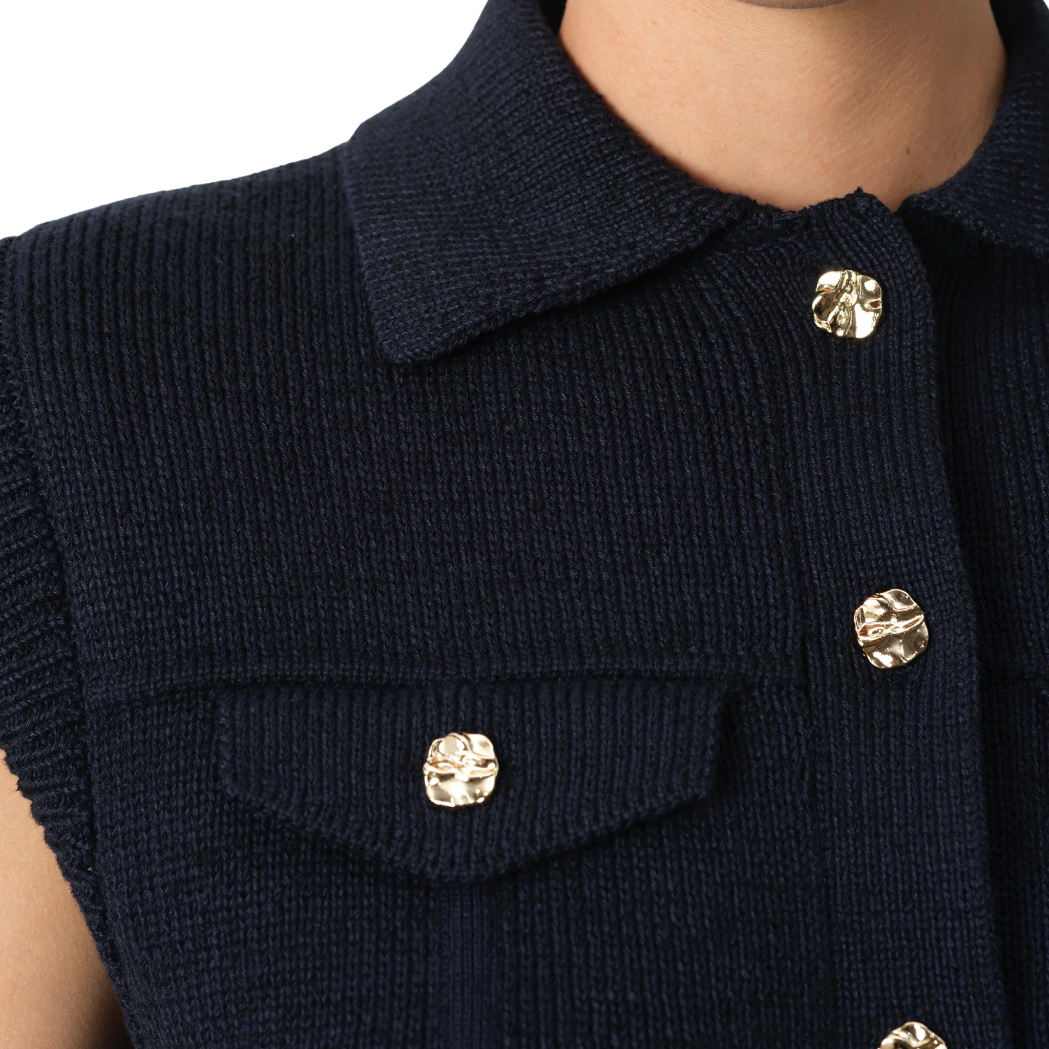 Womens French Connection Indigo Roland Collared Knitted Vest - Image 3