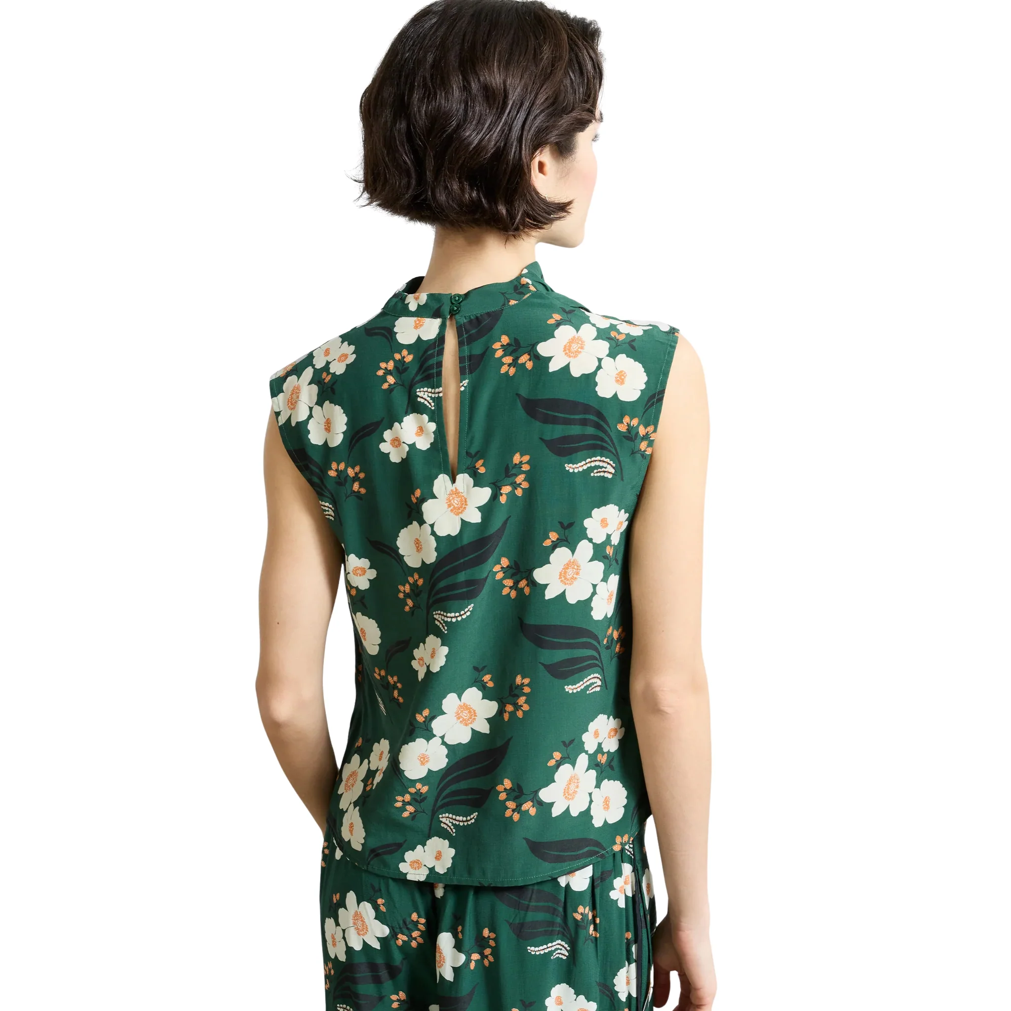 Womens French Connection Jade Green Rhian Printed Draped Sleeveless Top - Image 3