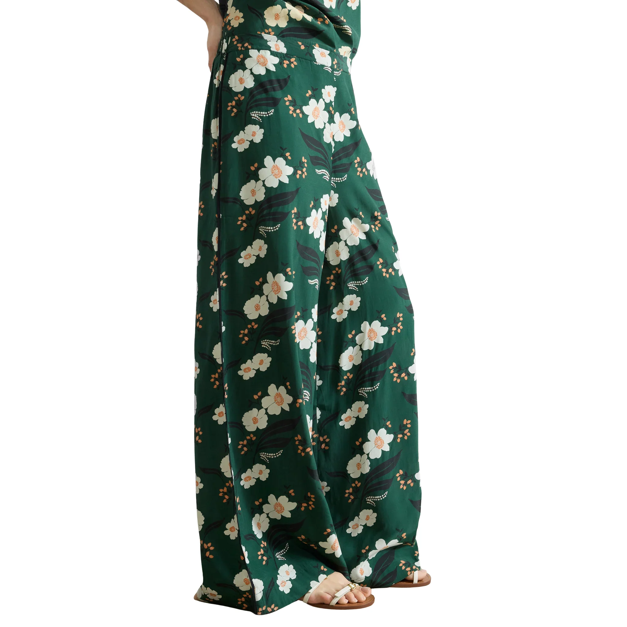 Womens French Connection Jade Green Rhian Printed Trousers - Image 2
