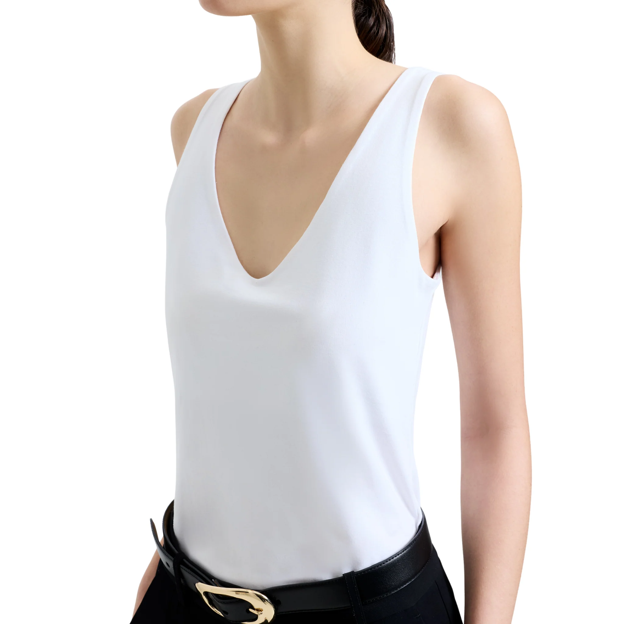 Womens French Connection Linen White Stretch Tank Top - Image 2