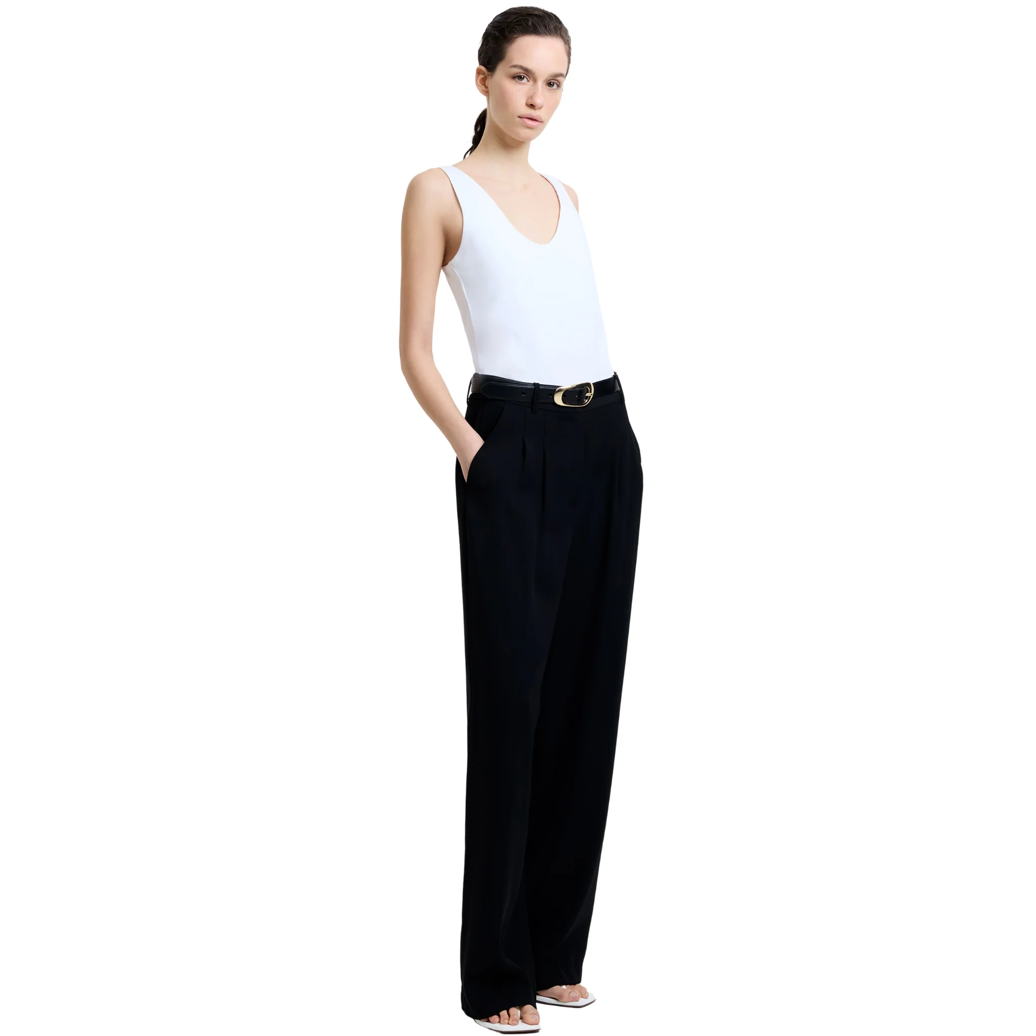 Womens French Connection Linen White Stretch Tank Top - Image 3