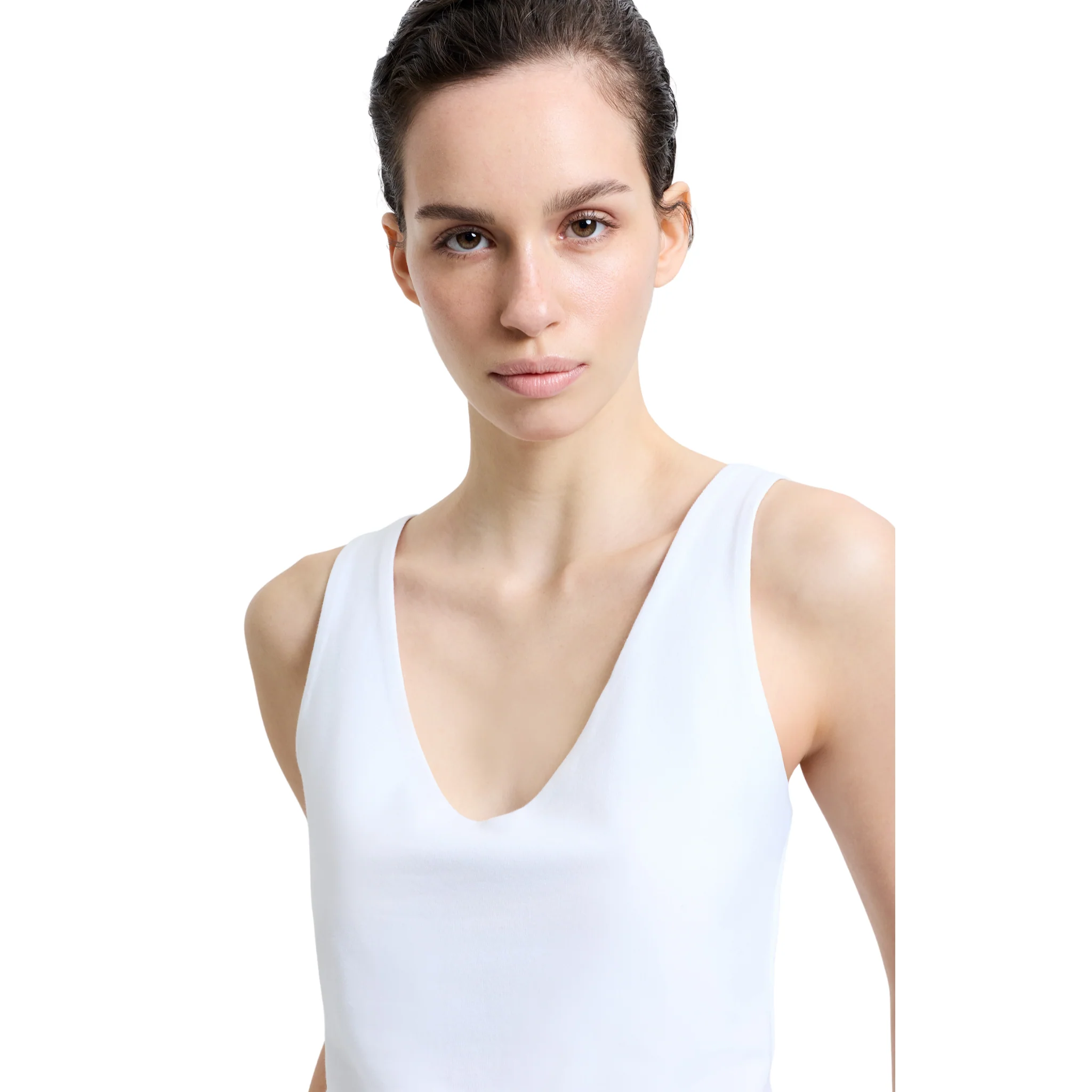 Womens French Connection Linen White Stretch Tank Top - Image 4