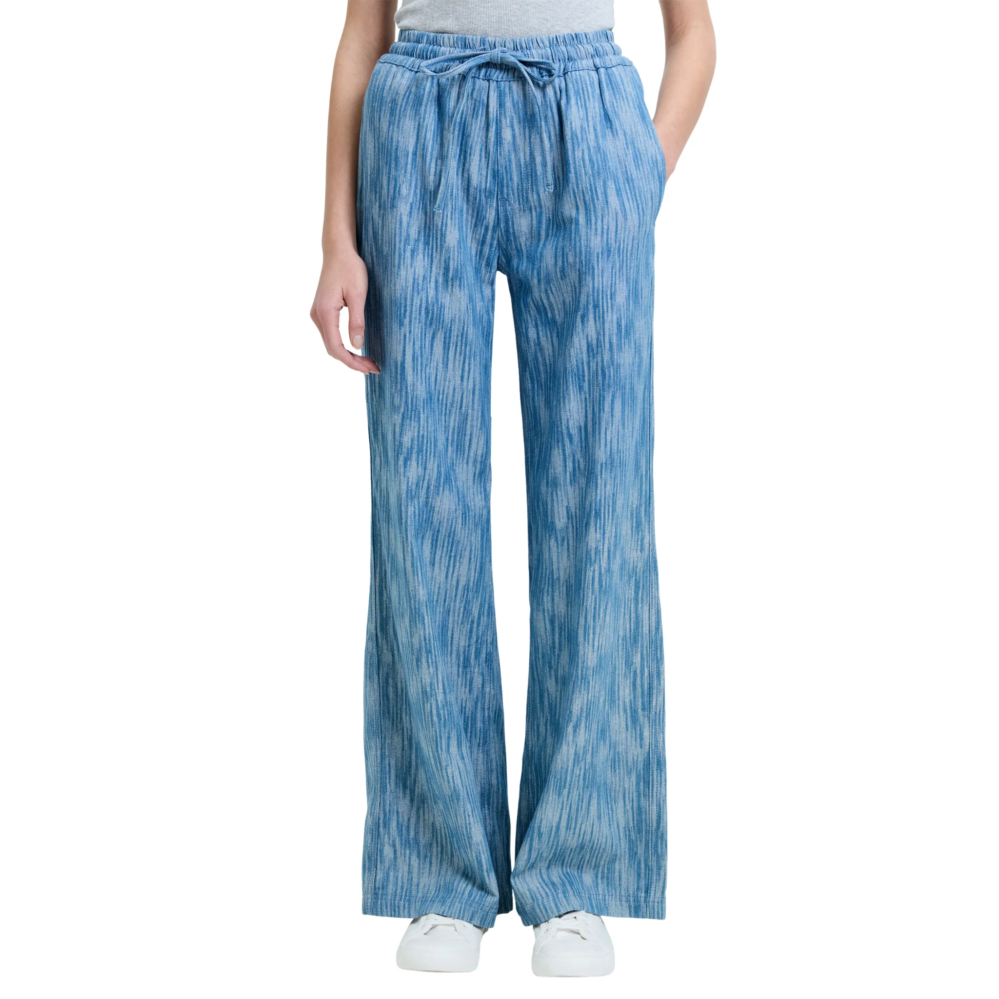 Womens French Connection Mid Blue Bessie Textured Wide Leg Jeans - Image 3