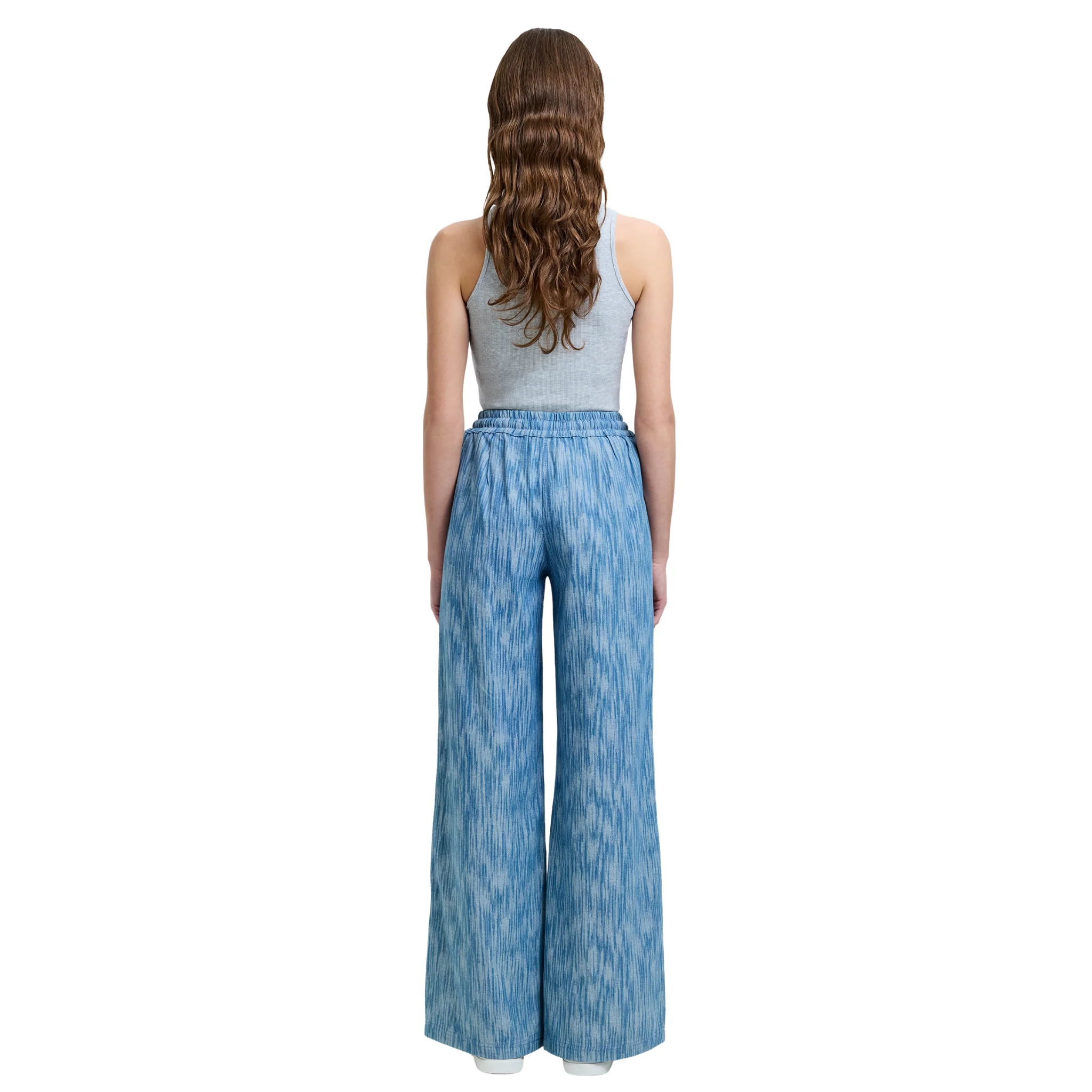 Womens French Connection Mid Blue Bessie Textured Wide Leg Jeans - Image 4