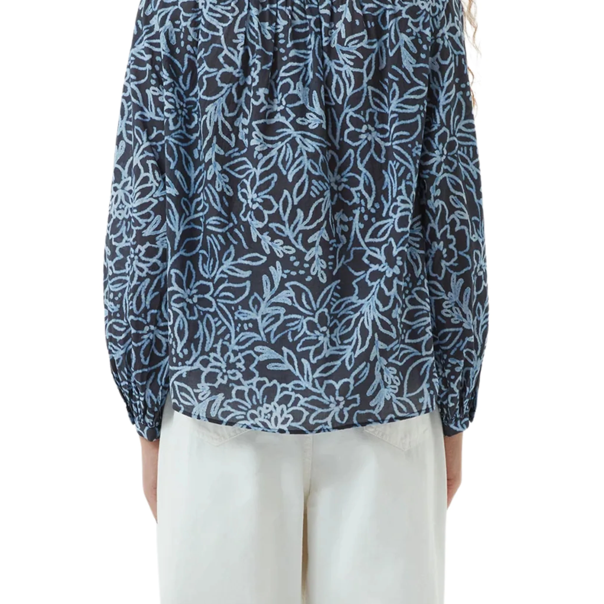 Womens French Connection Navy Multi Anna Austin Cotton Top - Image 4