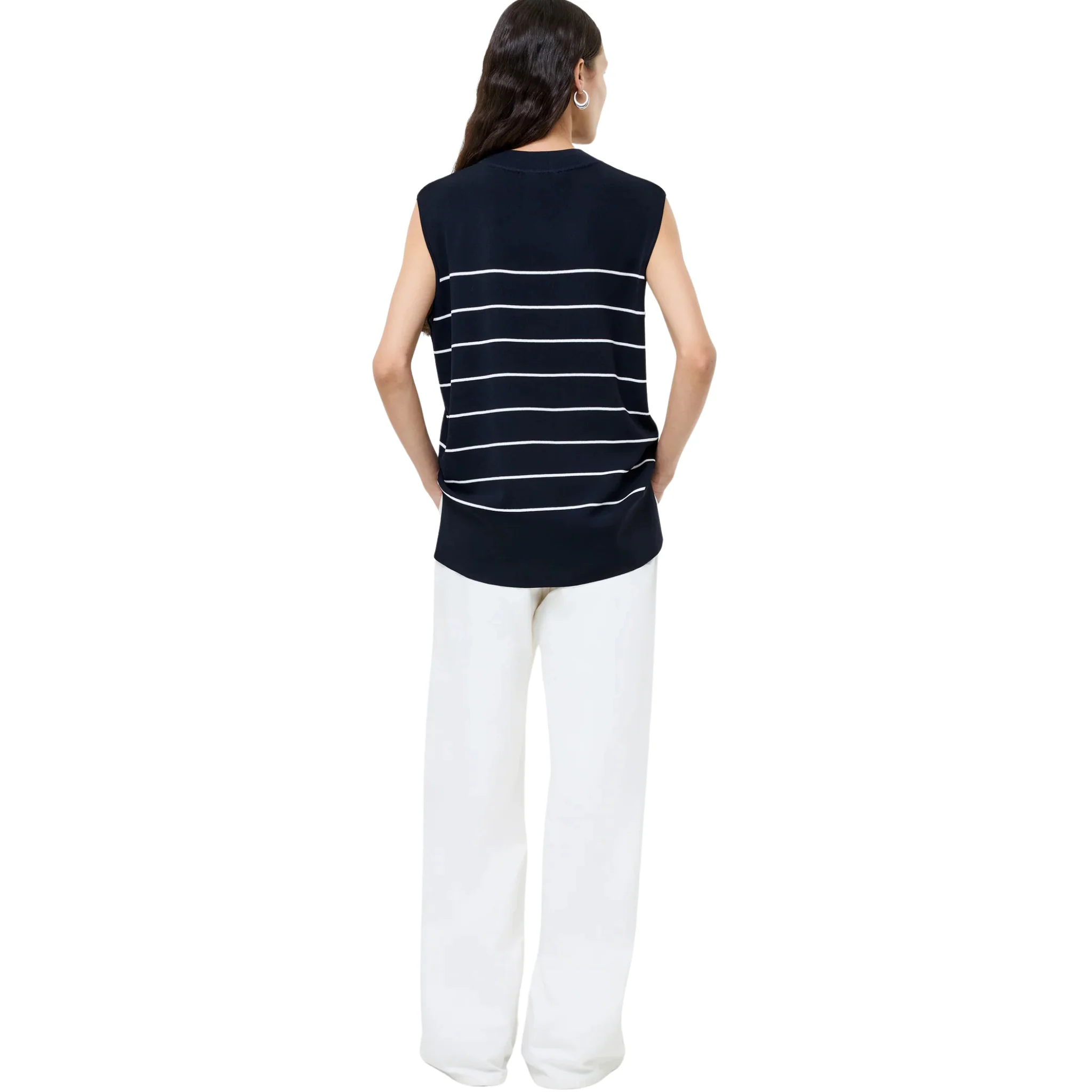 Womens French Connection Navy/White Ottie Striped Tank Top - Image 3