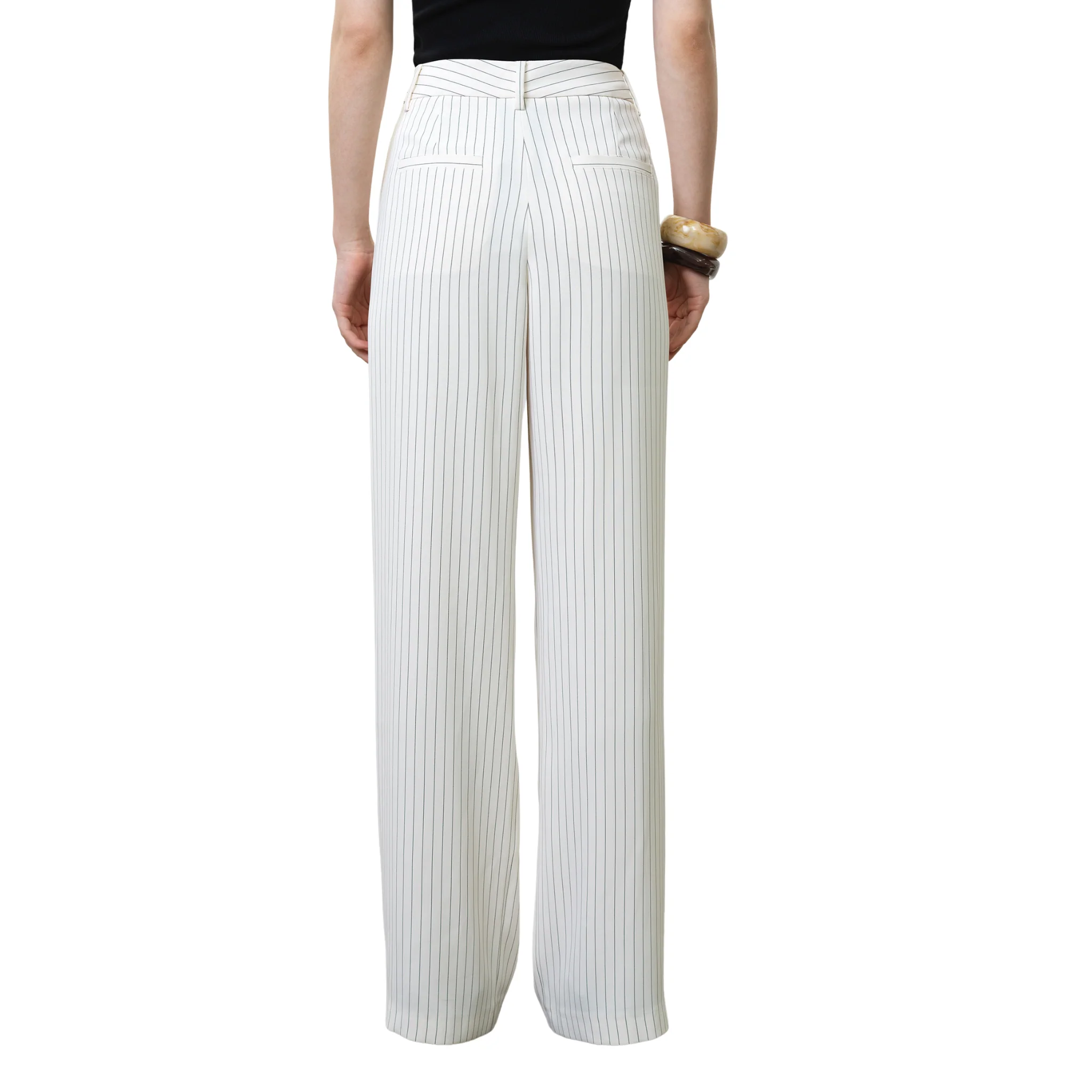 Womens French Connection Porcelain Cream Vinnie Pinstripe Trousers - Image 3