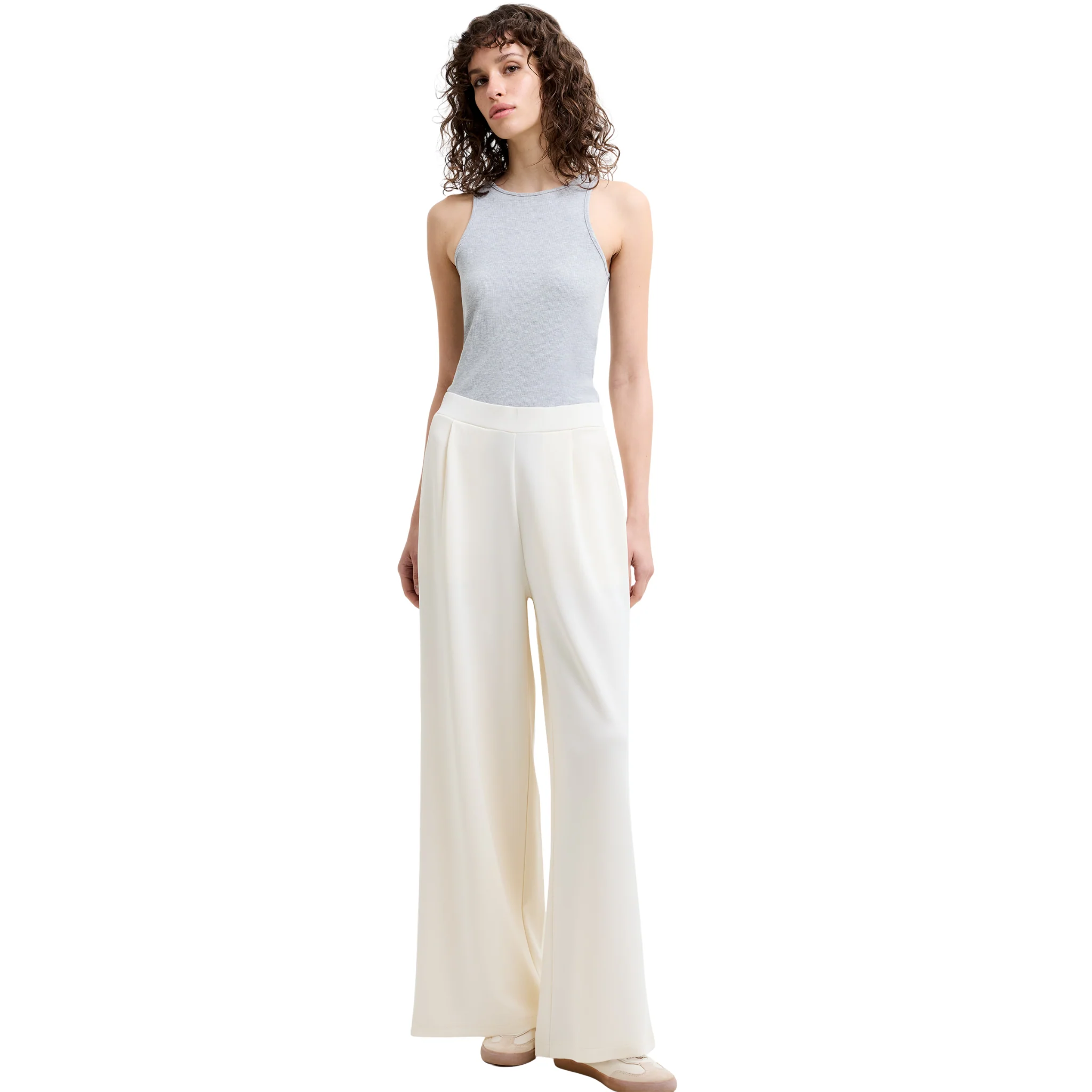 Womens French Connection Porcelain Cream Wren Wide Leg Trousers - Image 5